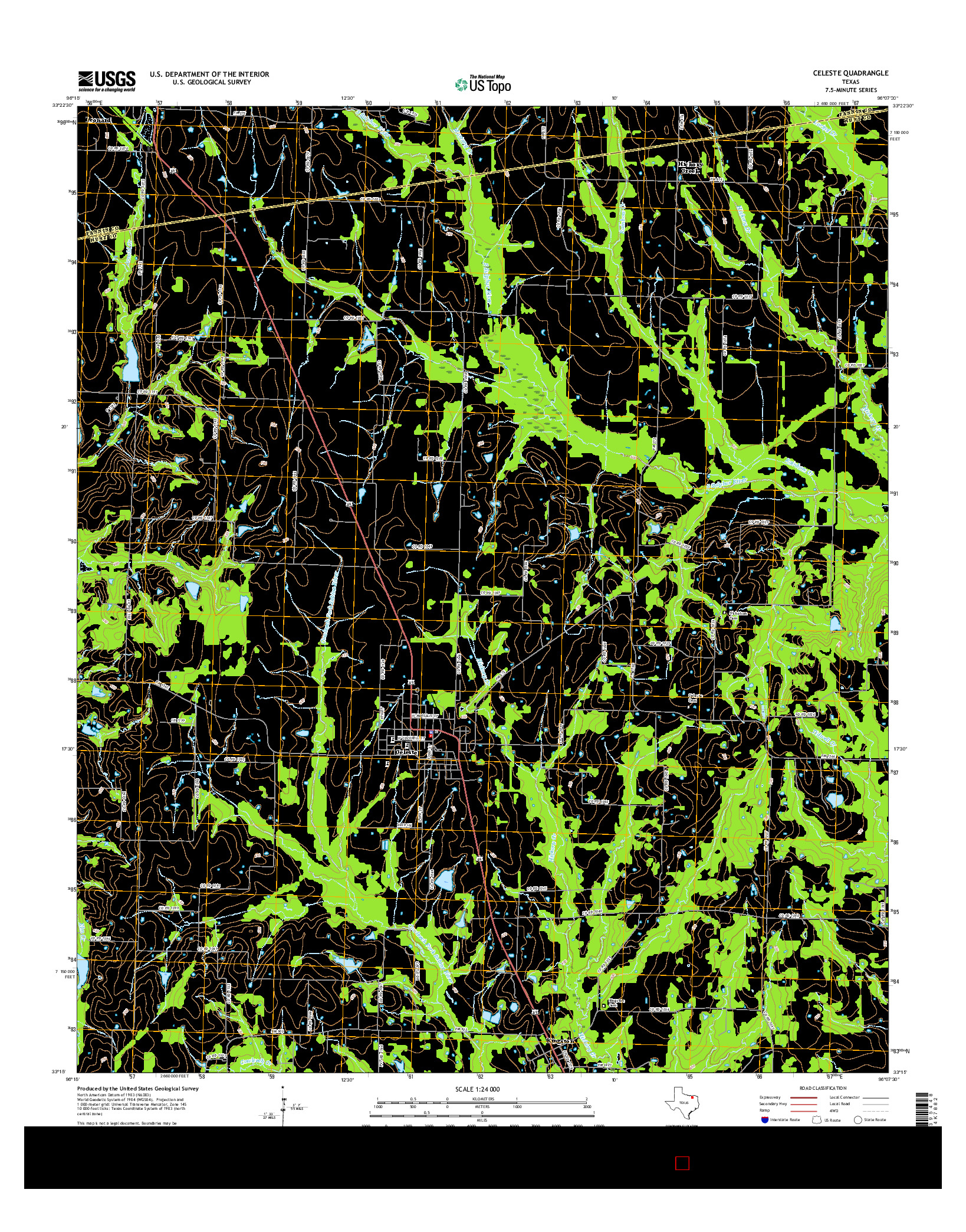 USGS US TOPO 7.5-MINUTE MAP FOR CELESTE, TX 2016