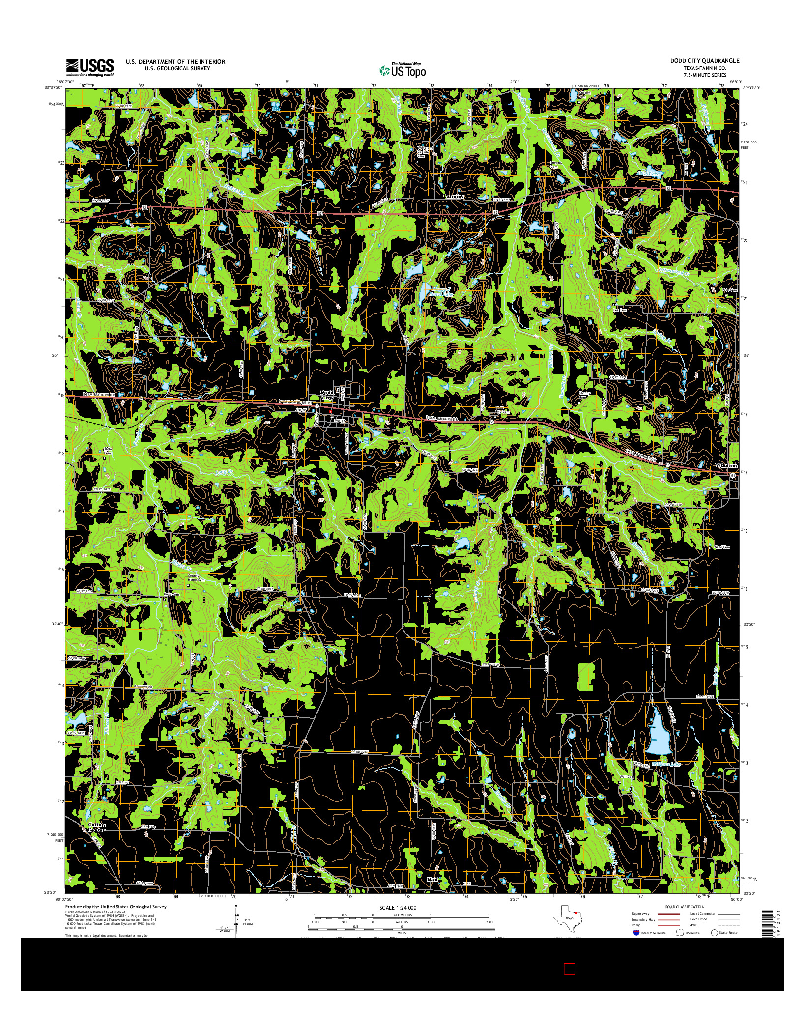 USGS US TOPO 7.5-MINUTE MAP FOR DODD CITY, TX 2016