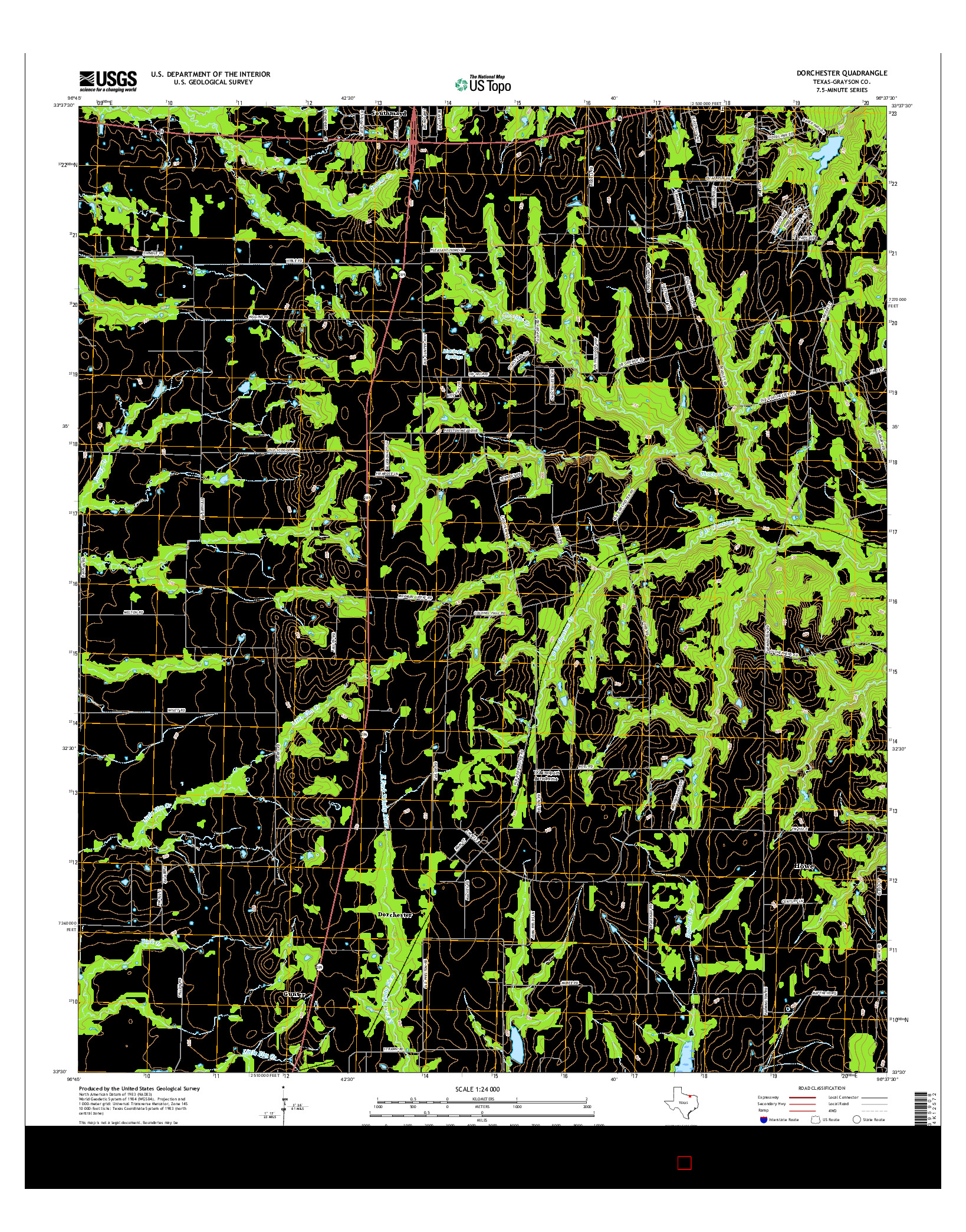 USGS US TOPO 7.5-MINUTE MAP FOR DORCHESTER, TX 2016