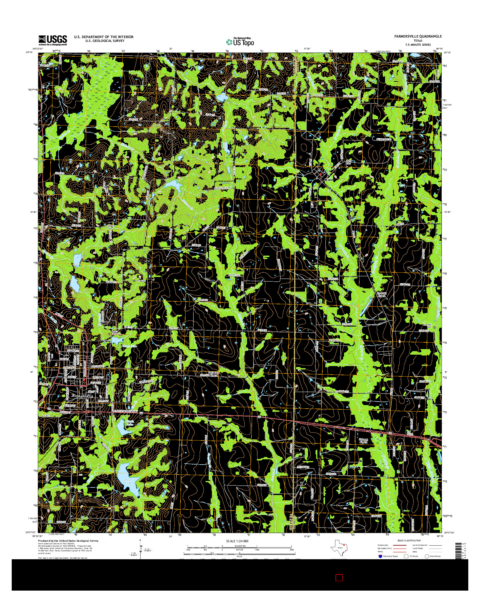 USGS US TOPO 7.5-MINUTE MAP FOR FARMERSVILLE, TX 2016