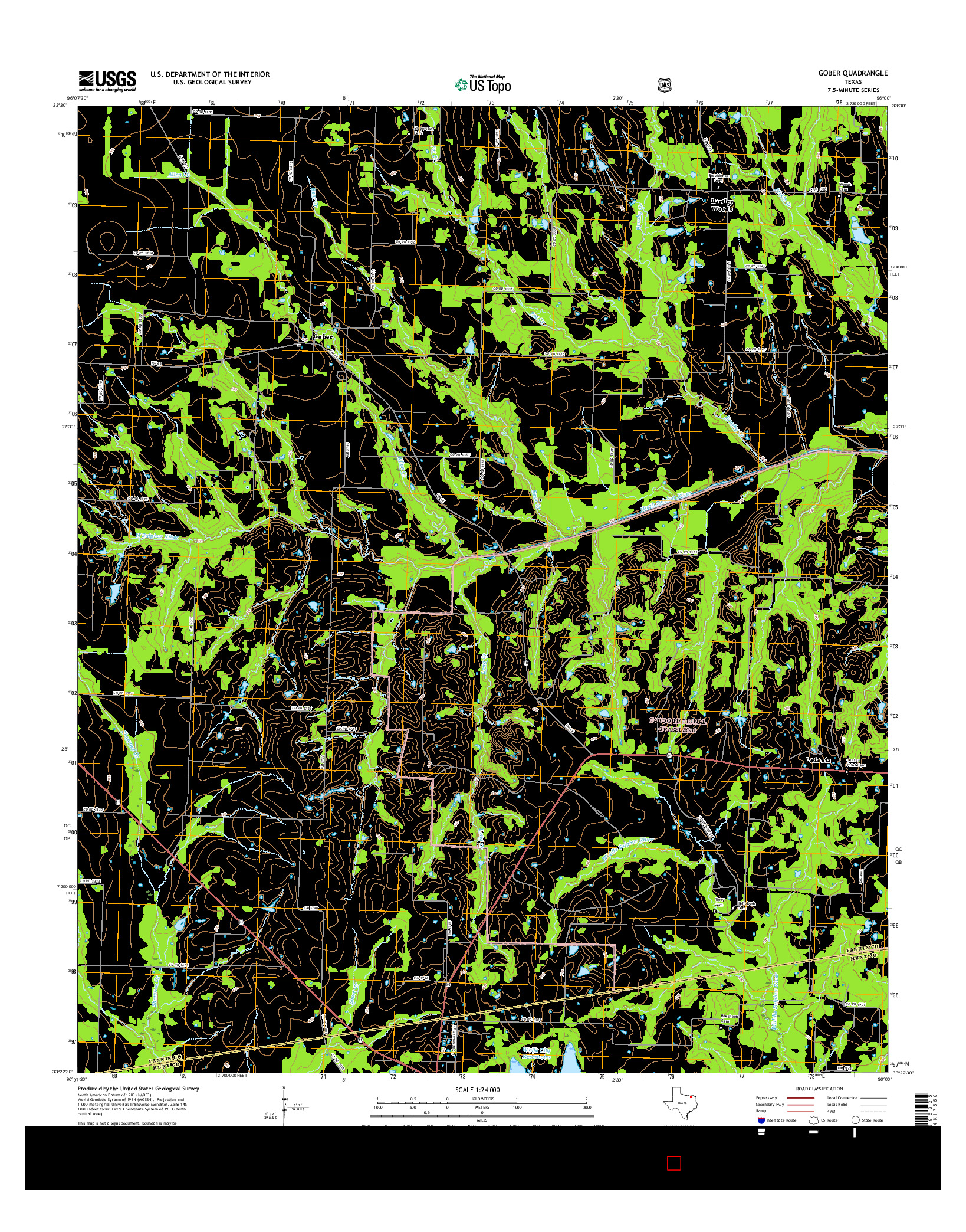 USGS US TOPO 7.5-MINUTE MAP FOR GOBER, TX 2016