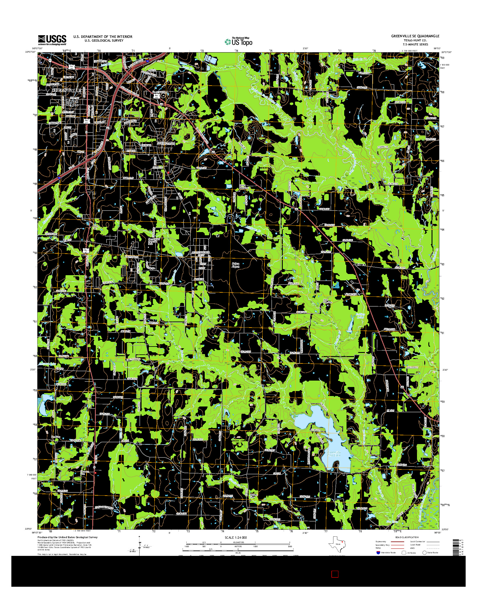 USGS US TOPO 7.5-MINUTE MAP FOR GREENVILLE SE, TX 2016