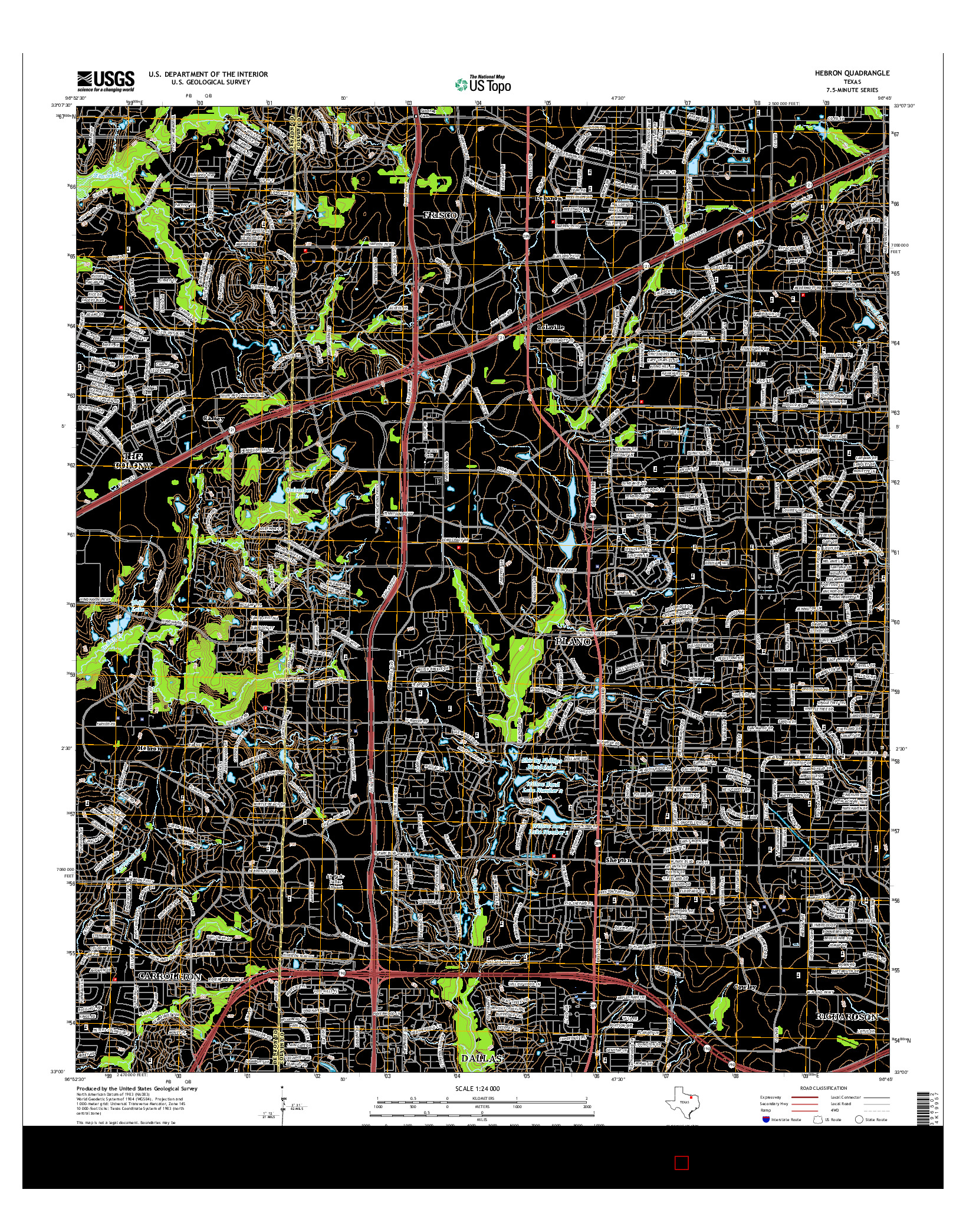 USGS US TOPO 7.5-MINUTE MAP FOR HEBRON, TX 2016