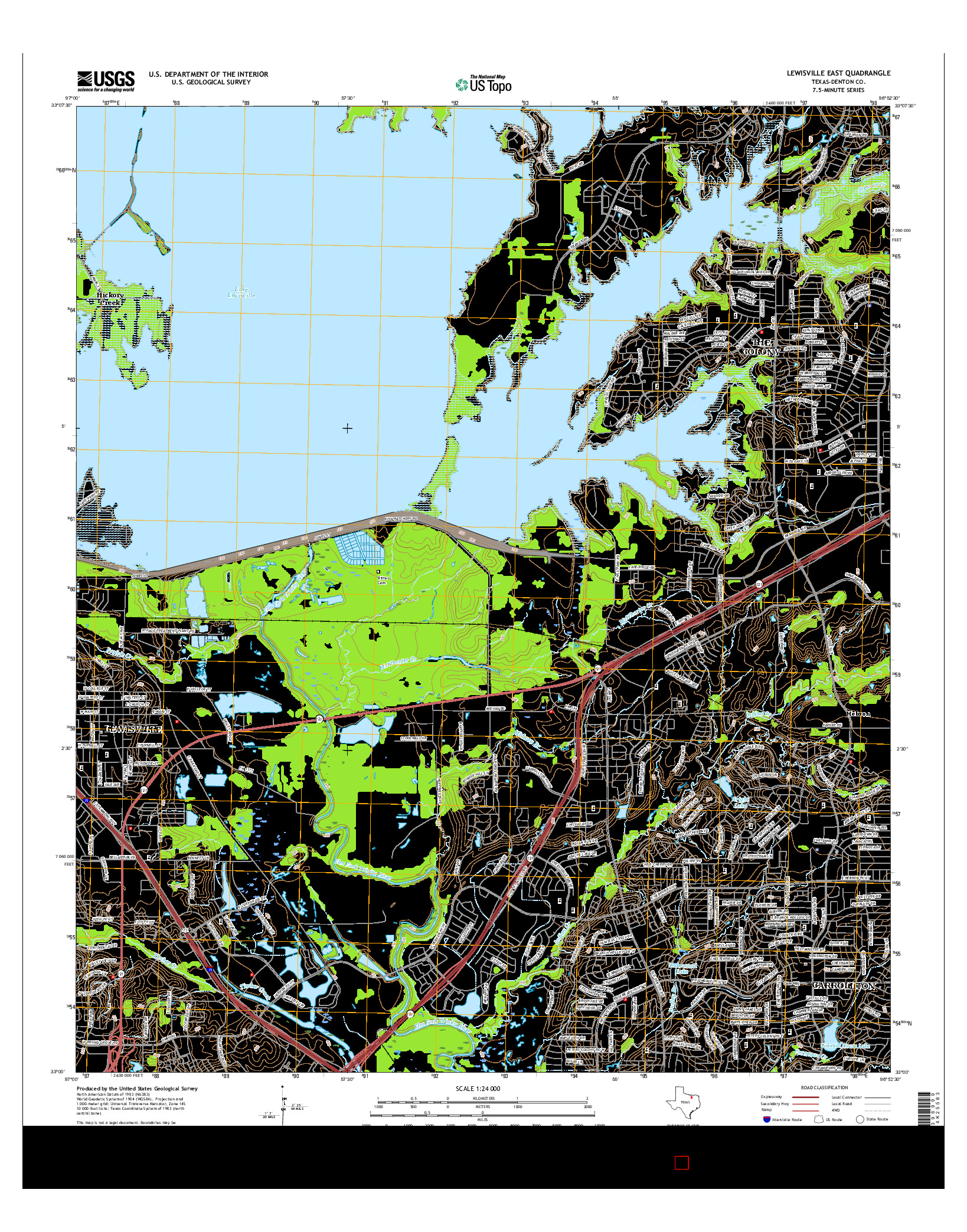 USGS US TOPO 7.5-MINUTE MAP FOR LEWISVILLE EAST, TX 2016