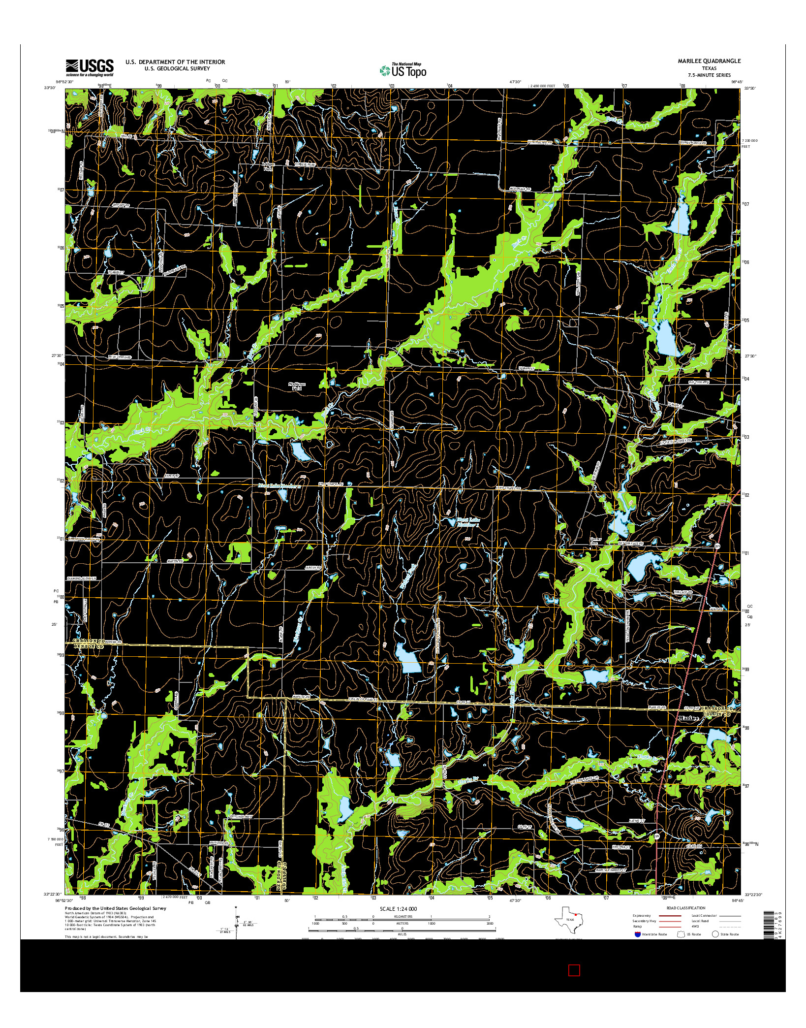 USGS US TOPO 7.5-MINUTE MAP FOR MARILEE, TX 2016