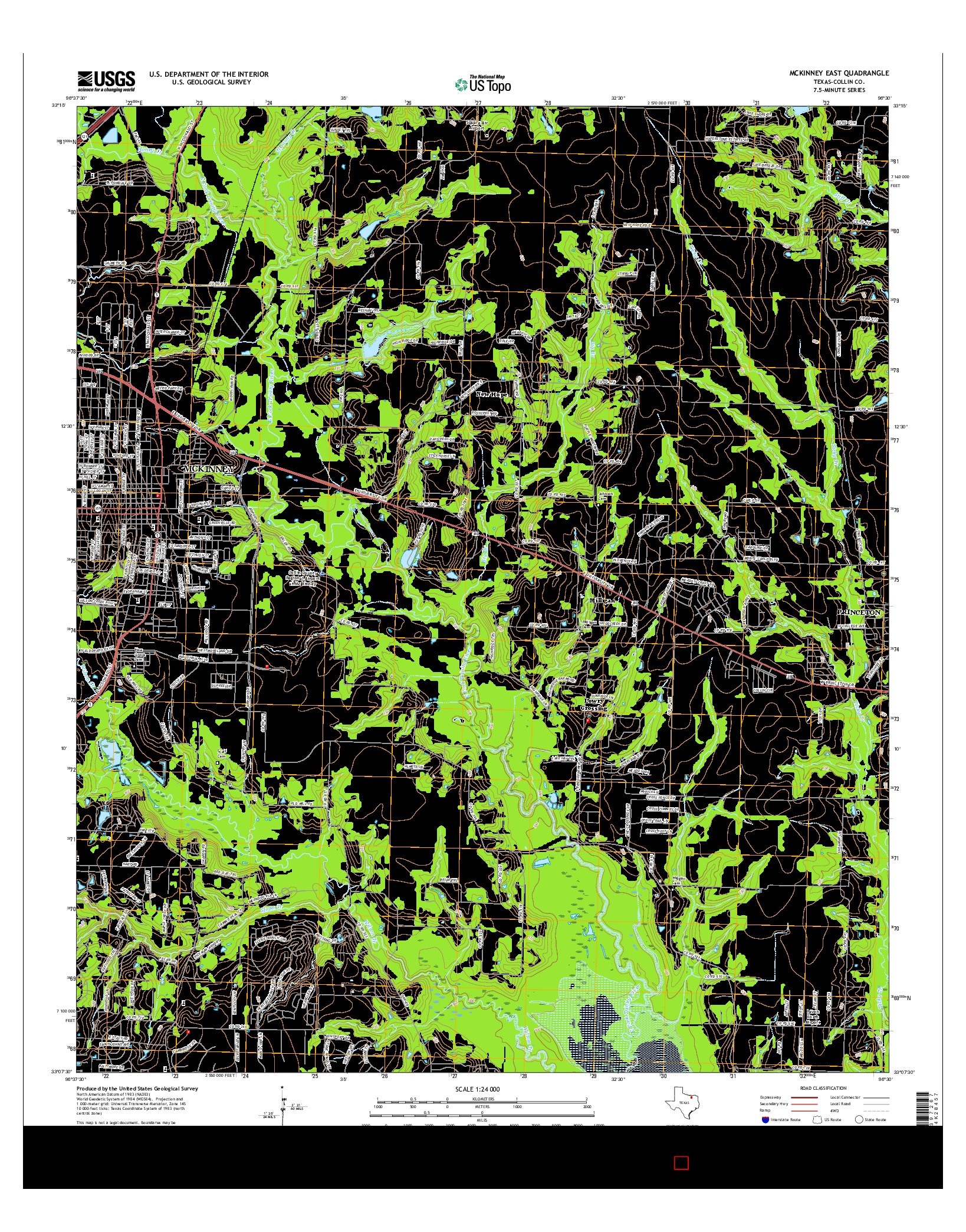 USGS US TOPO 7.5-MINUTE MAP FOR MCKINNEY EAST, TX 2016