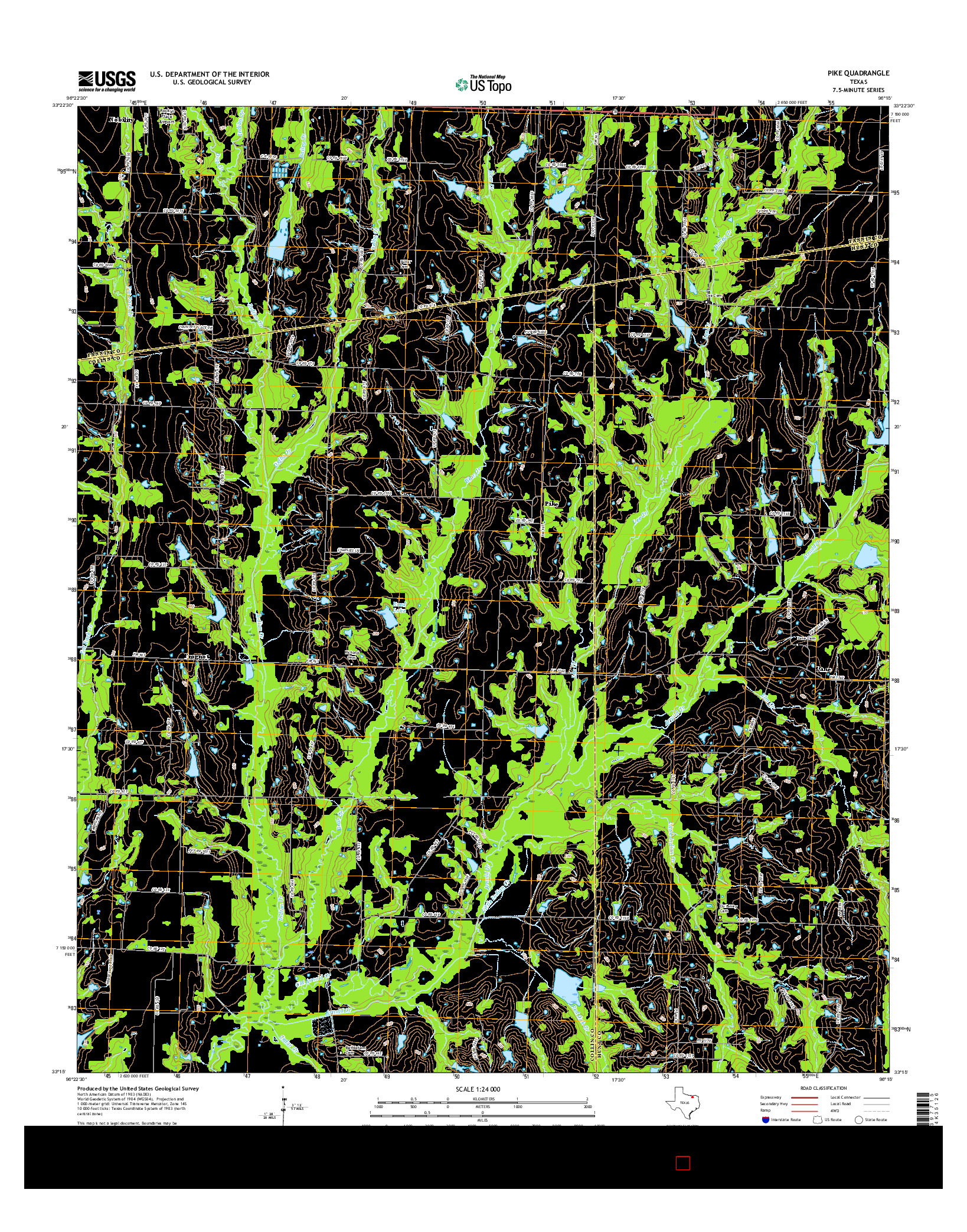 USGS US TOPO 7.5-MINUTE MAP FOR PIKE, TX 2016