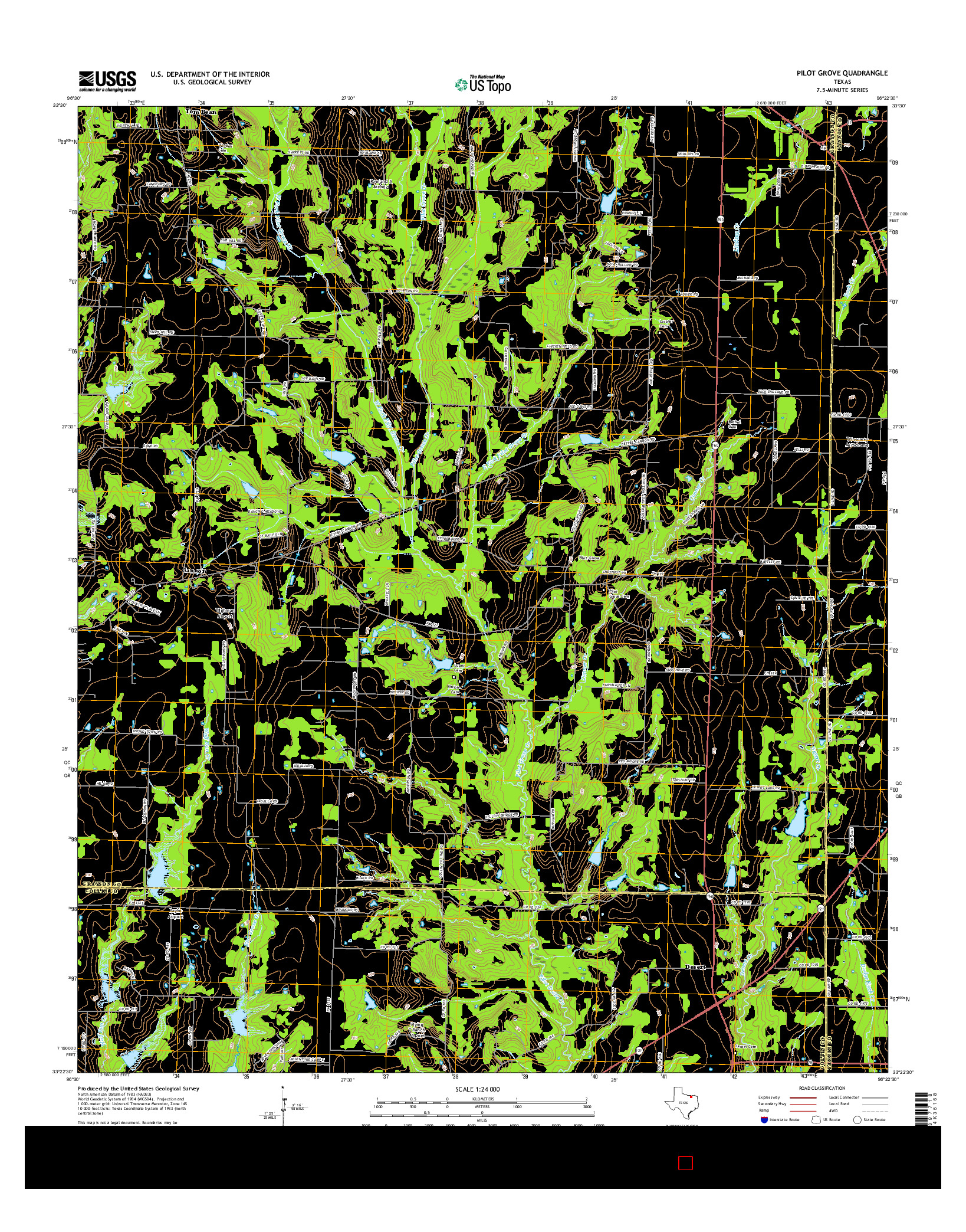 USGS US TOPO 7.5-MINUTE MAP FOR PILOT GROVE, TX 2016