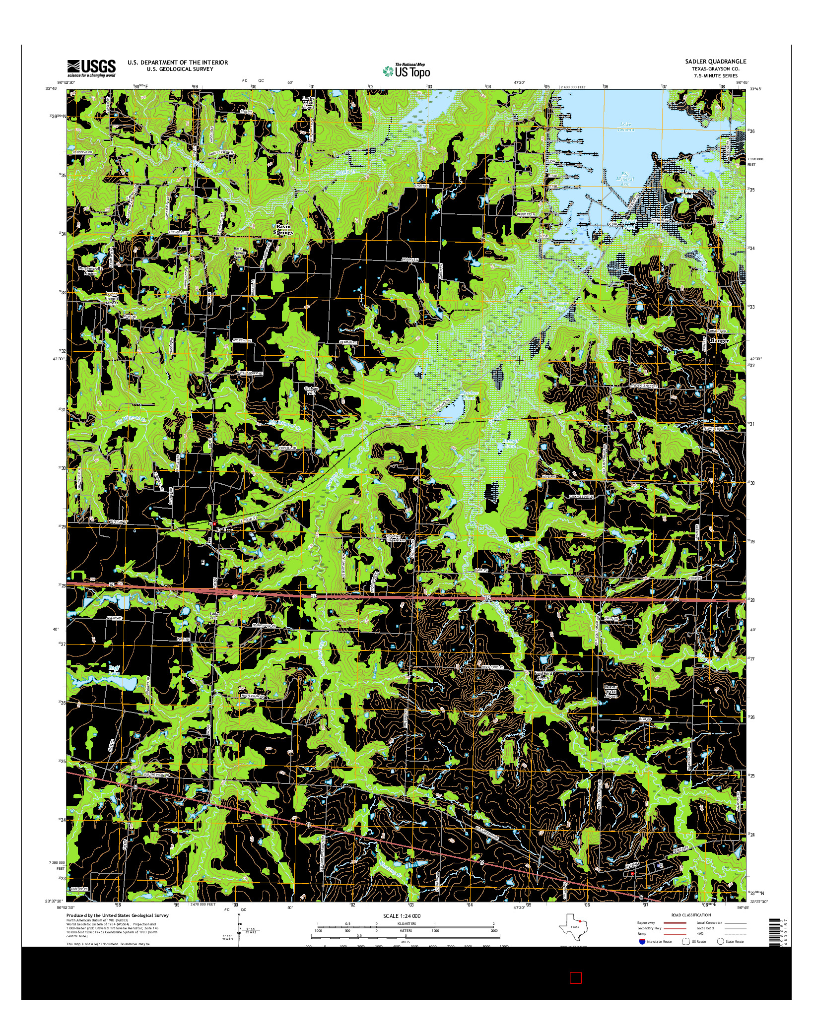 USGS US TOPO 7.5-MINUTE MAP FOR SADLER, TX 2016