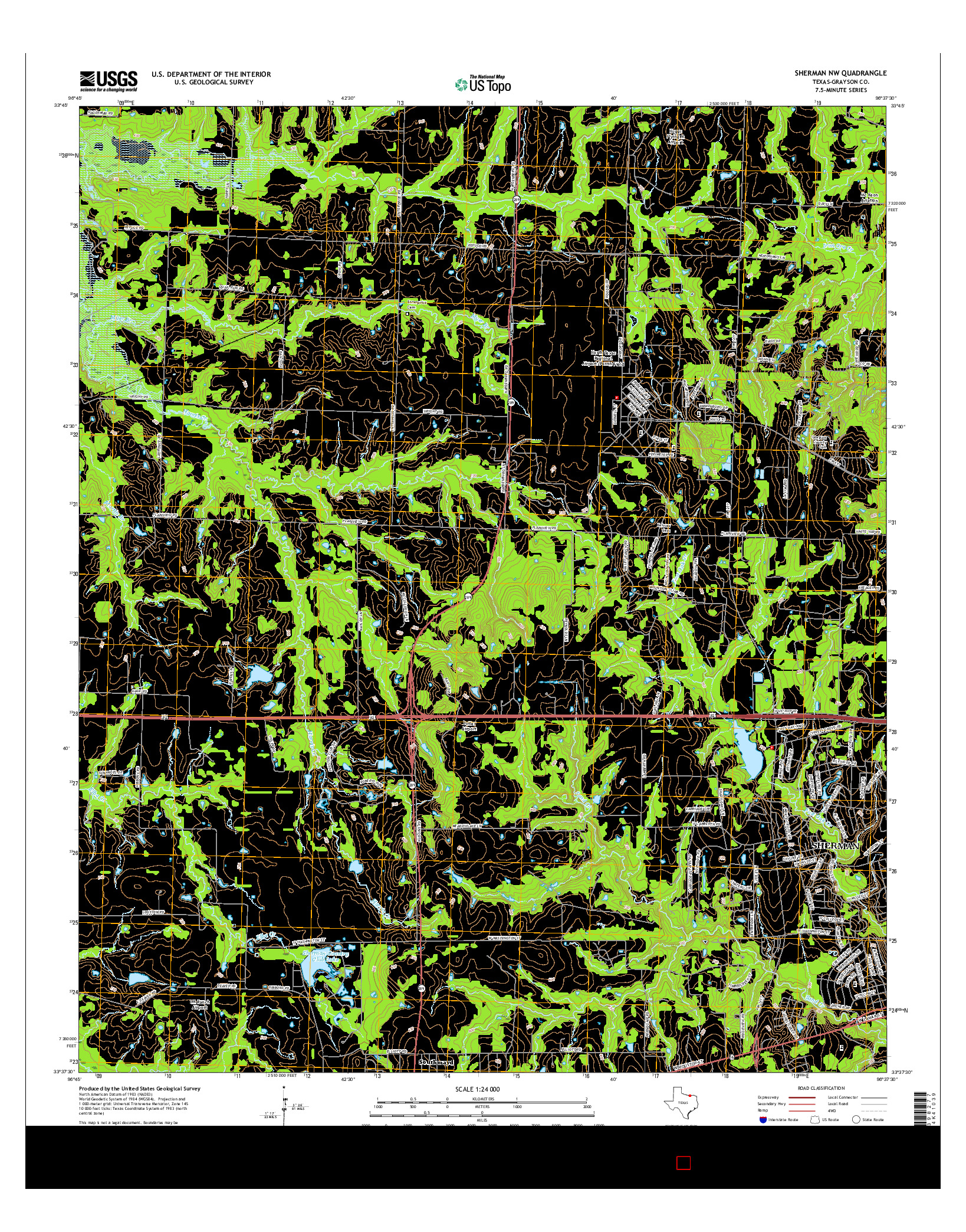 USGS US TOPO 7.5-MINUTE MAP FOR SHERMAN NW, TX 2016