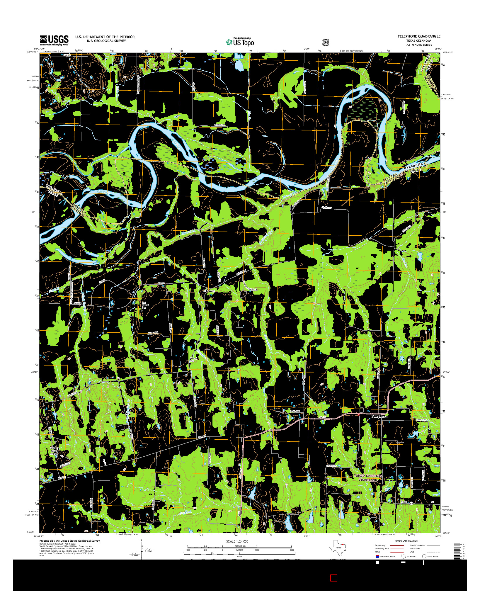 USGS US TOPO 7.5-MINUTE MAP FOR TELEPHONE, TX-OK 2016