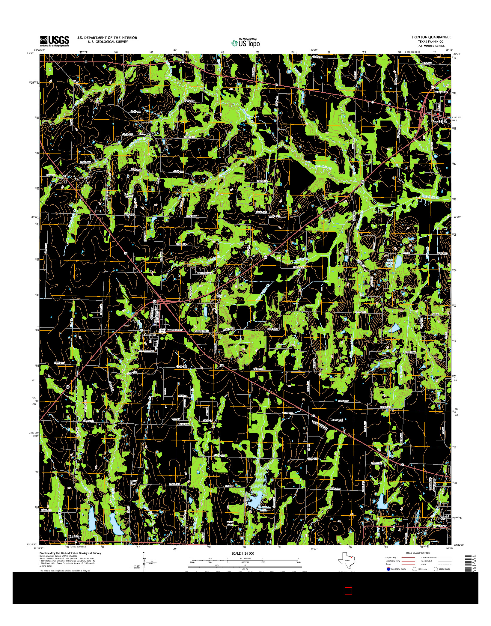 USGS US TOPO 7.5-MINUTE MAP FOR TRENTON, TX 2016