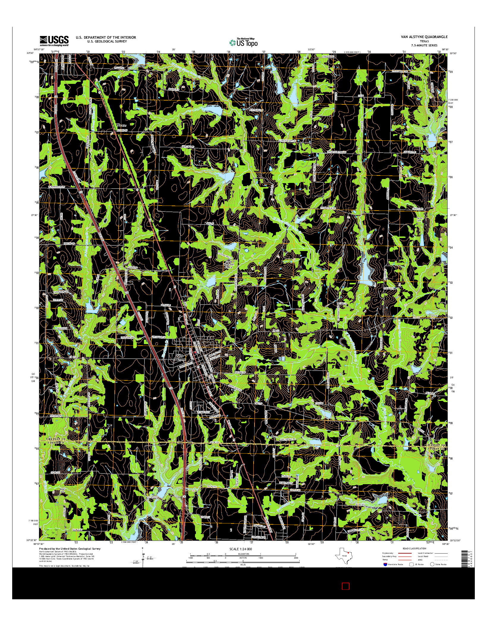 USGS US TOPO 7.5-MINUTE MAP FOR VAN ALSTYNE, TX 2016