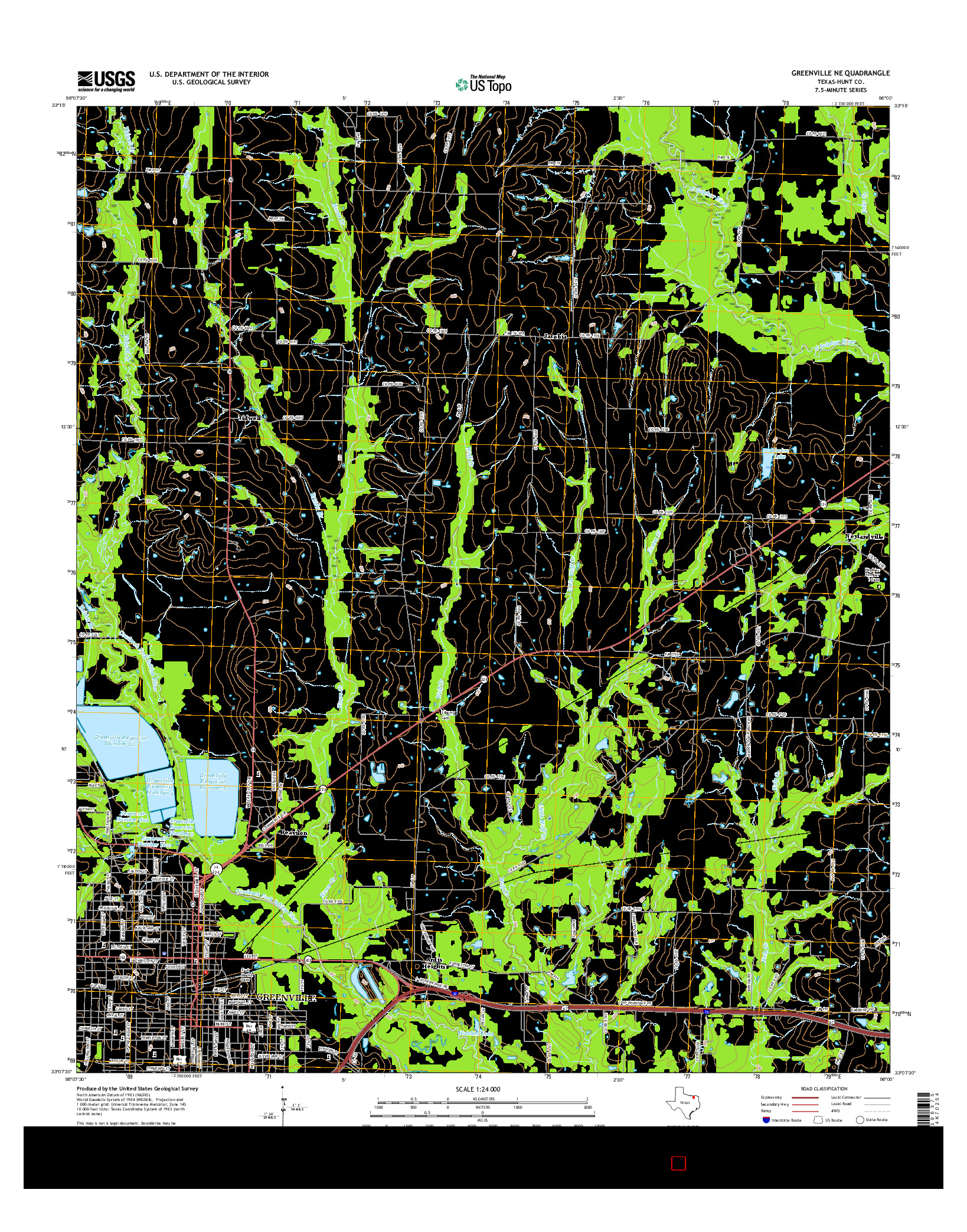 USGS US TOPO 7.5-MINUTE MAP FOR GREENVILLE NE, TX 2016