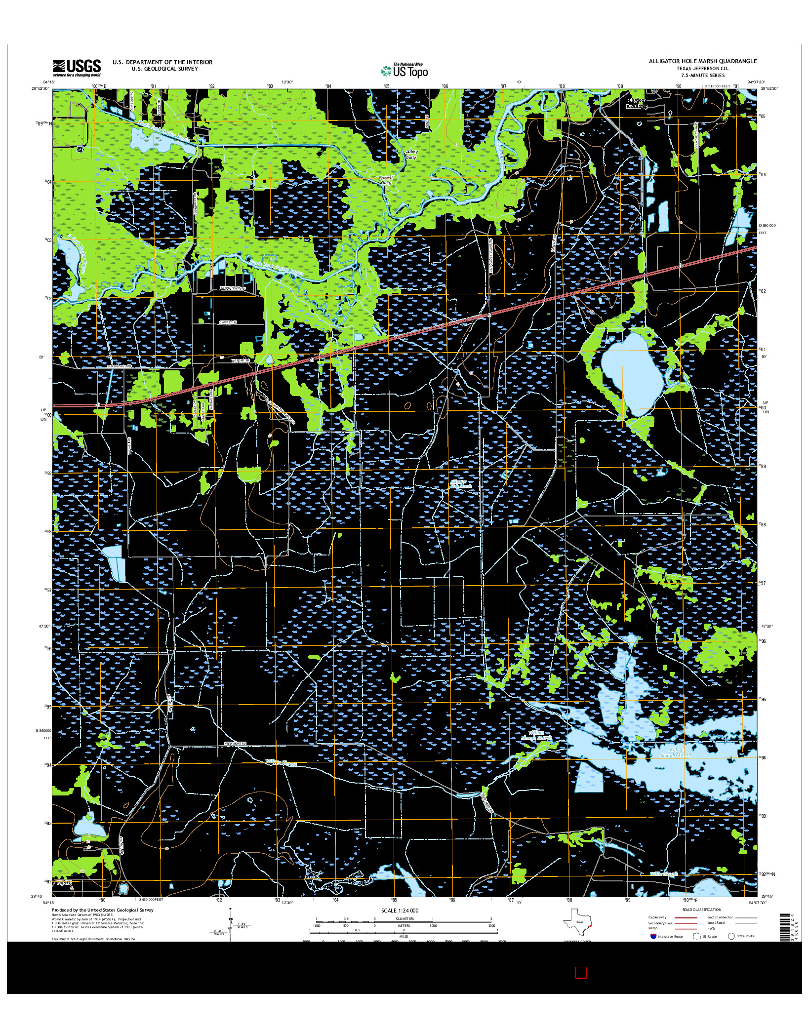 USGS US TOPO 7.5-MINUTE MAP FOR ALLIGATOR HOLE MARSH, TX 2016