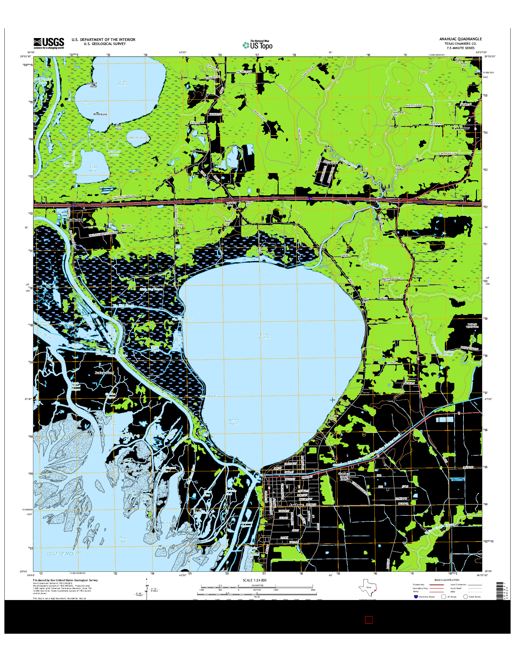 USGS US TOPO 7.5-MINUTE MAP FOR ANAHUAC, TX 2016