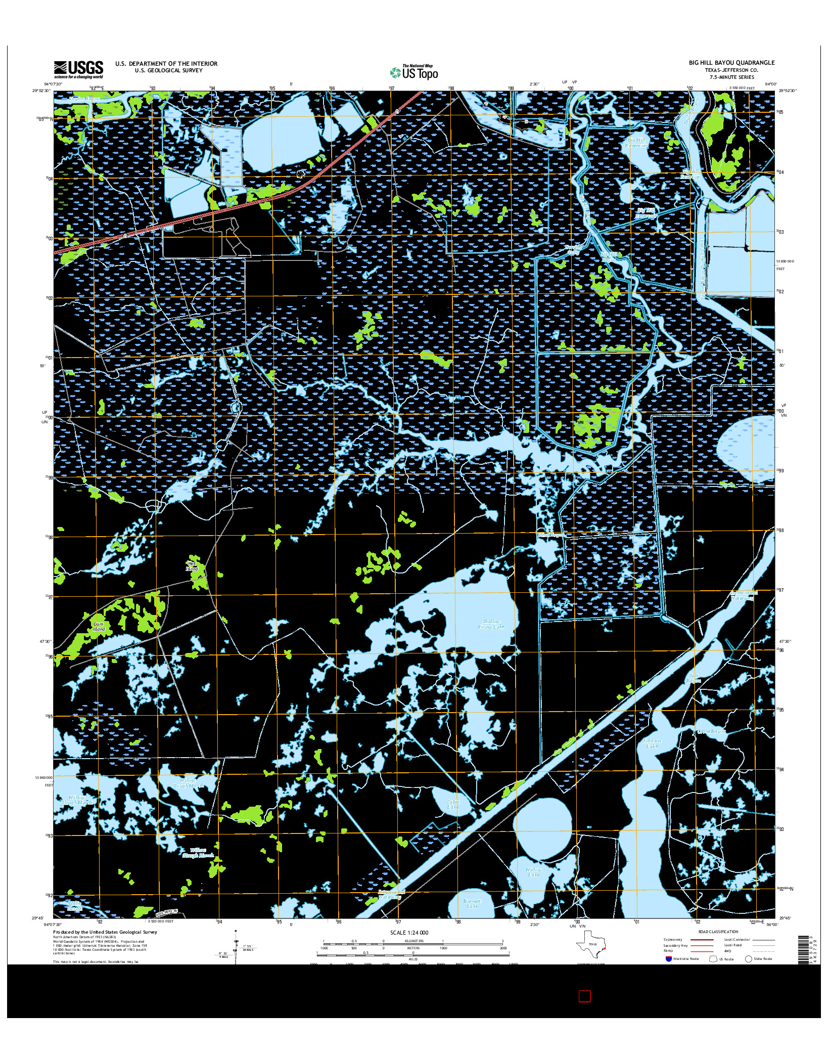 USGS US TOPO 7.5-MINUTE MAP FOR BIG HILL BAYOU, TX 2016