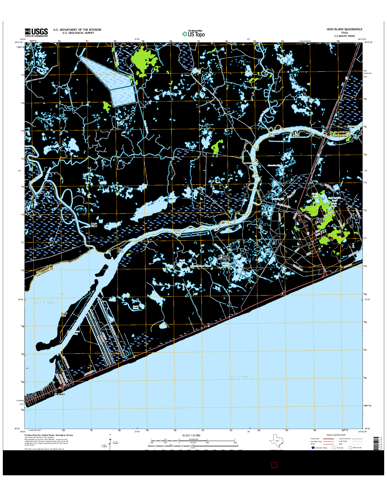 USGS US TOPO 7.5-MINUTE MAP FOR HIGH ISLAND, TX 2016