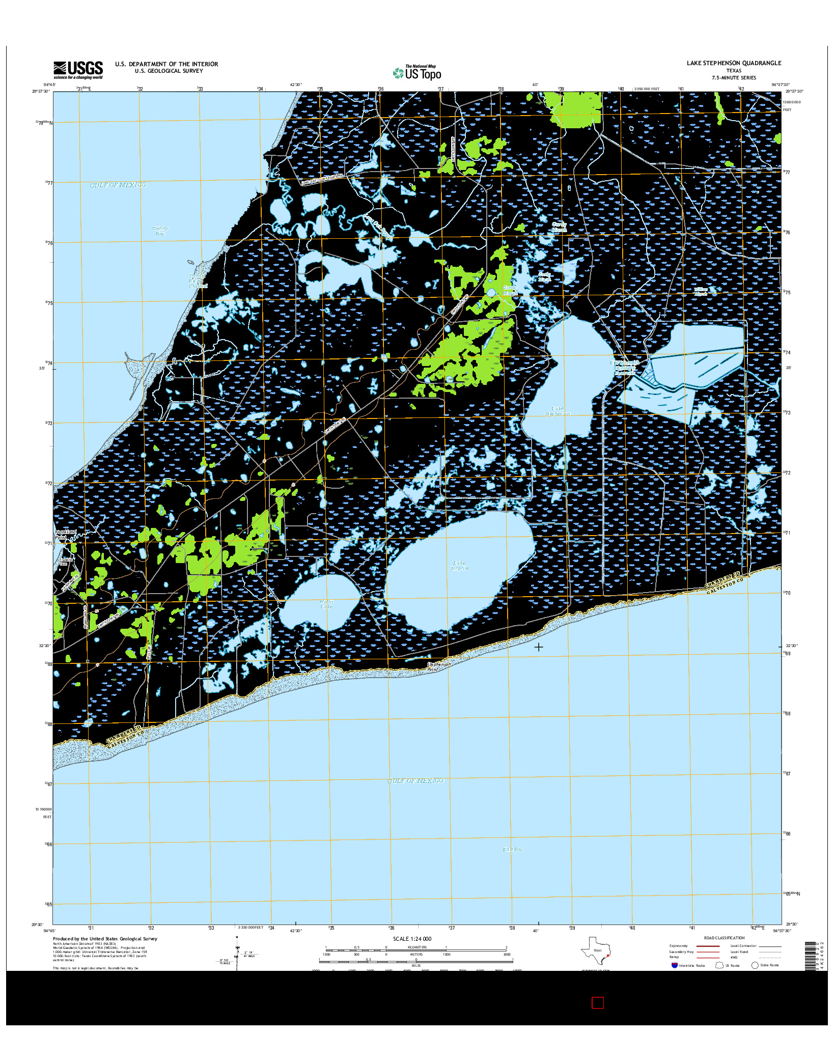 USGS US TOPO 7.5-MINUTE MAP FOR LAKE STEPHENSON, TX 2016