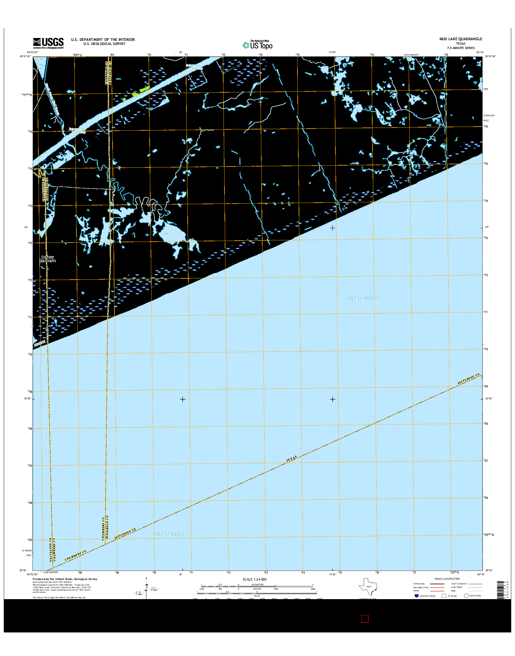 USGS US TOPO 7.5-MINUTE MAP FOR MUD LAKE, TX 2016