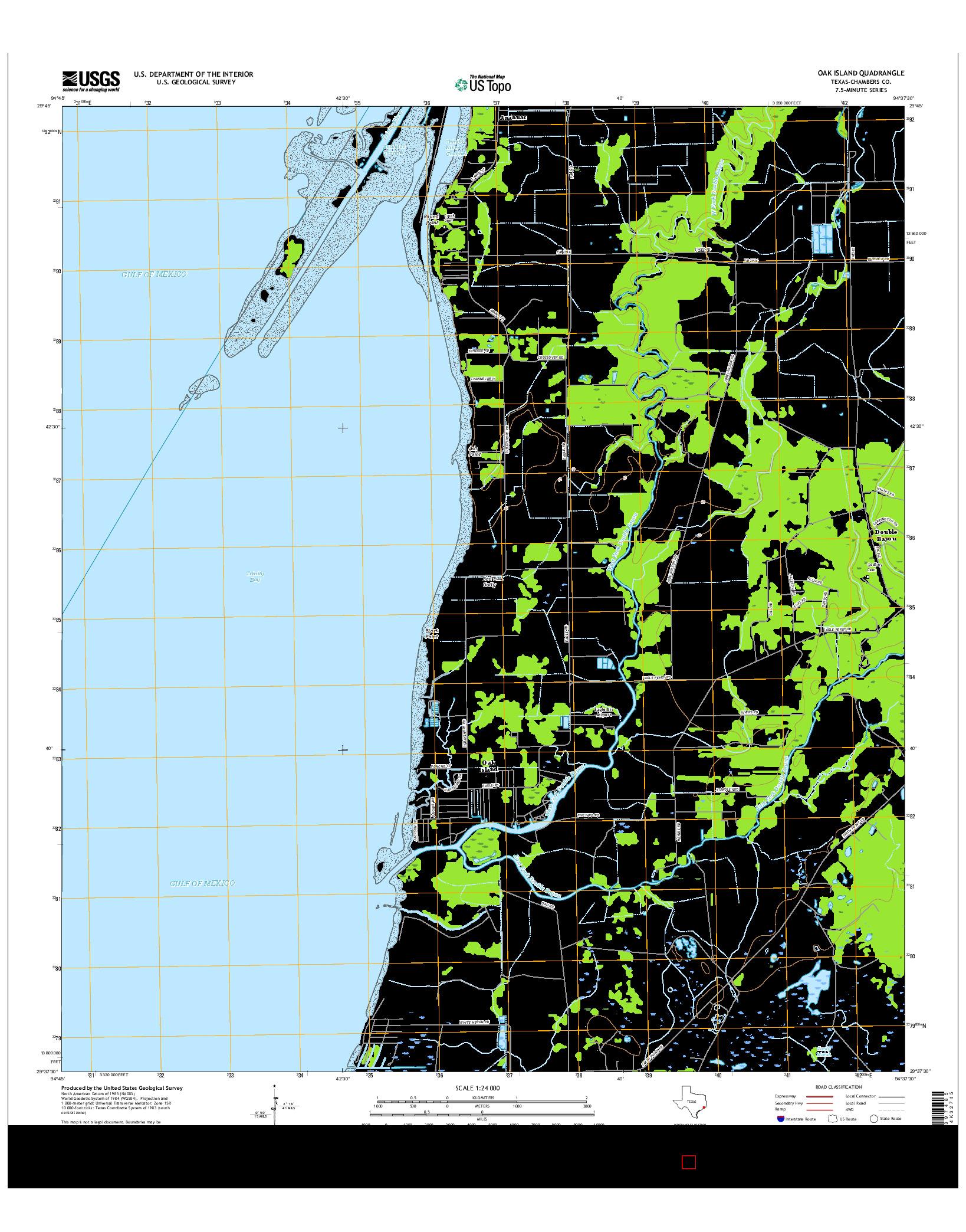 USGS US TOPO 7.5-MINUTE MAP FOR OAK ISLAND, TX 2016