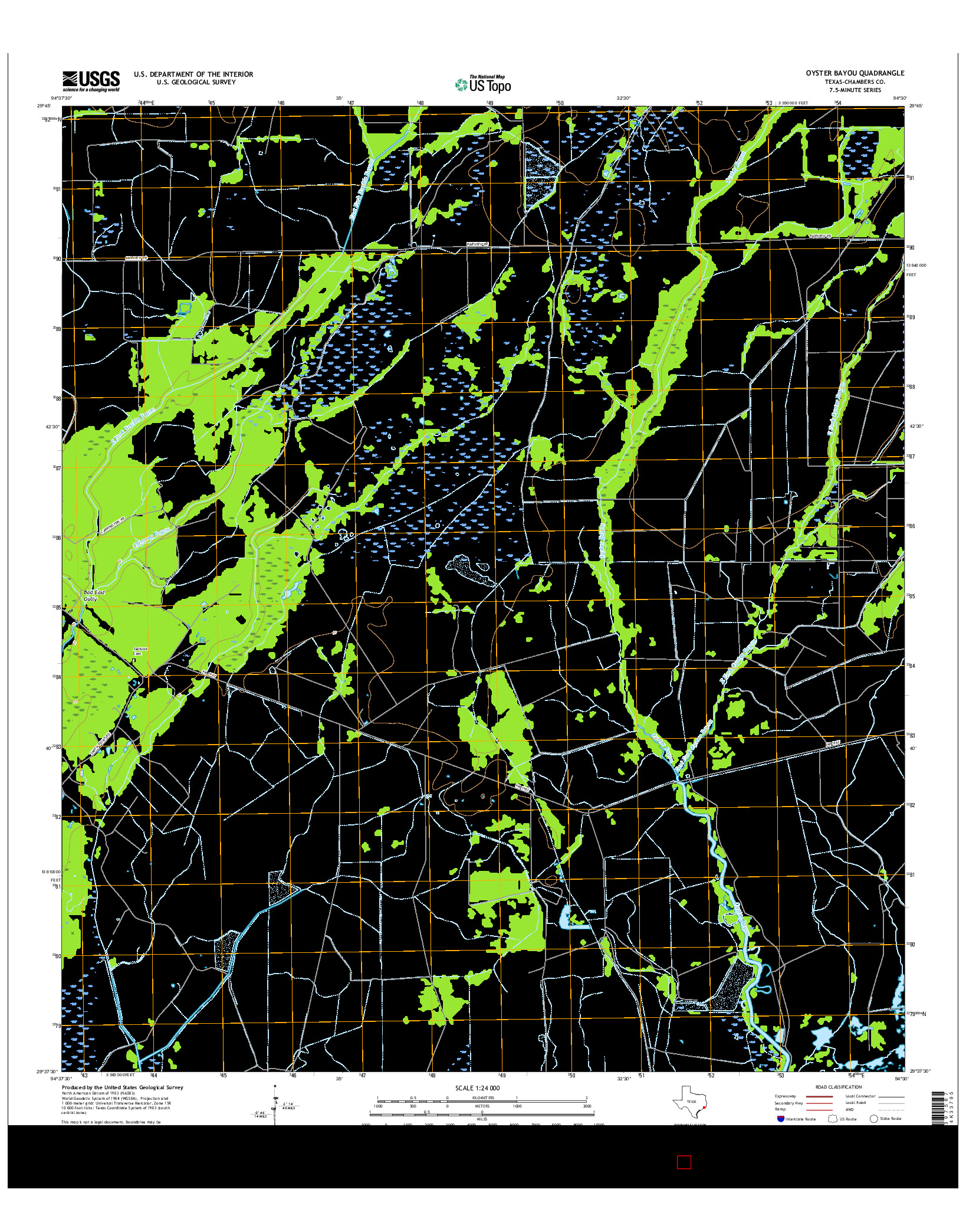 USGS US TOPO 7.5-MINUTE MAP FOR OYSTER BAYOU, TX 2016