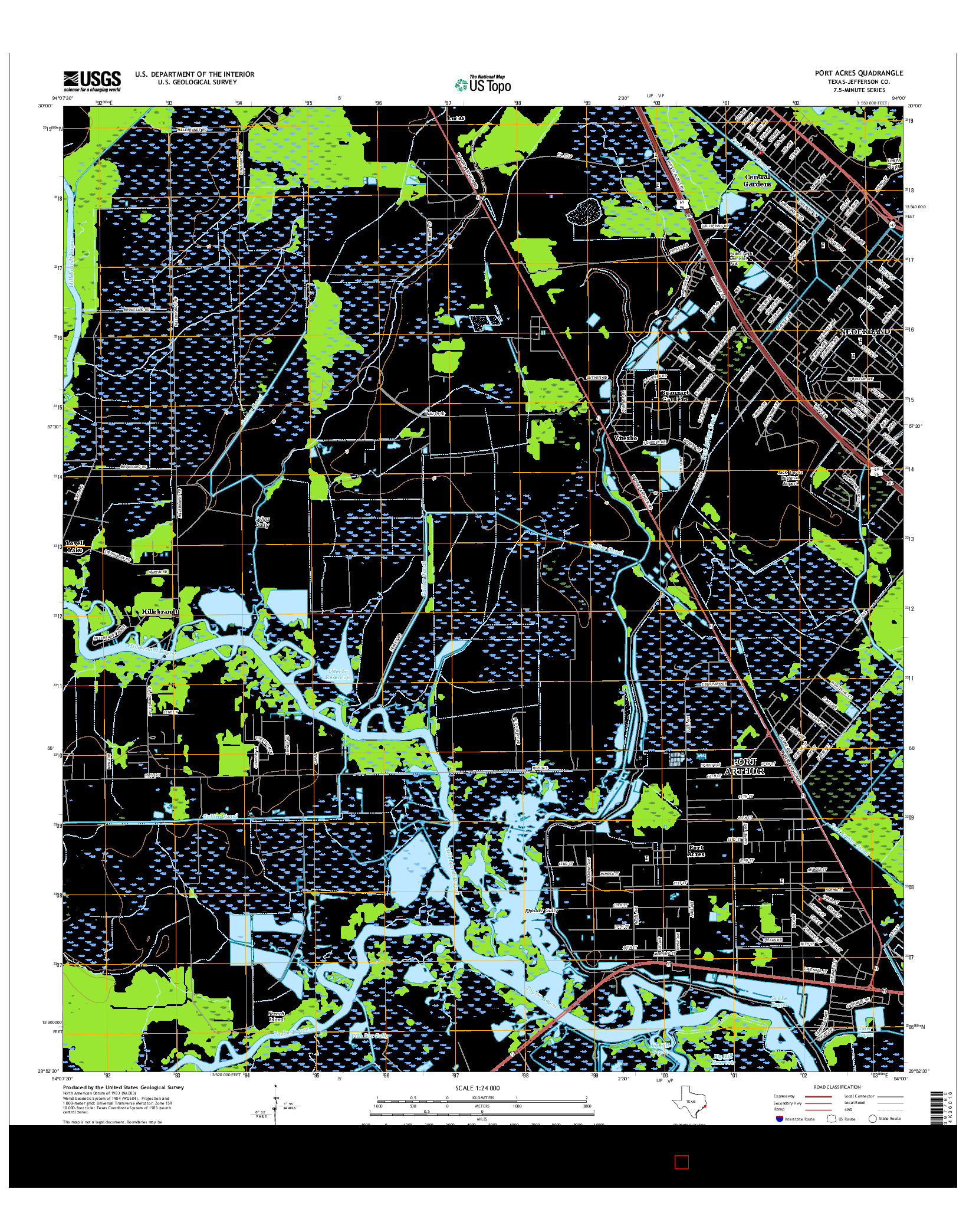 USGS US TOPO 7.5-MINUTE MAP FOR PORT ACRES, TX 2016