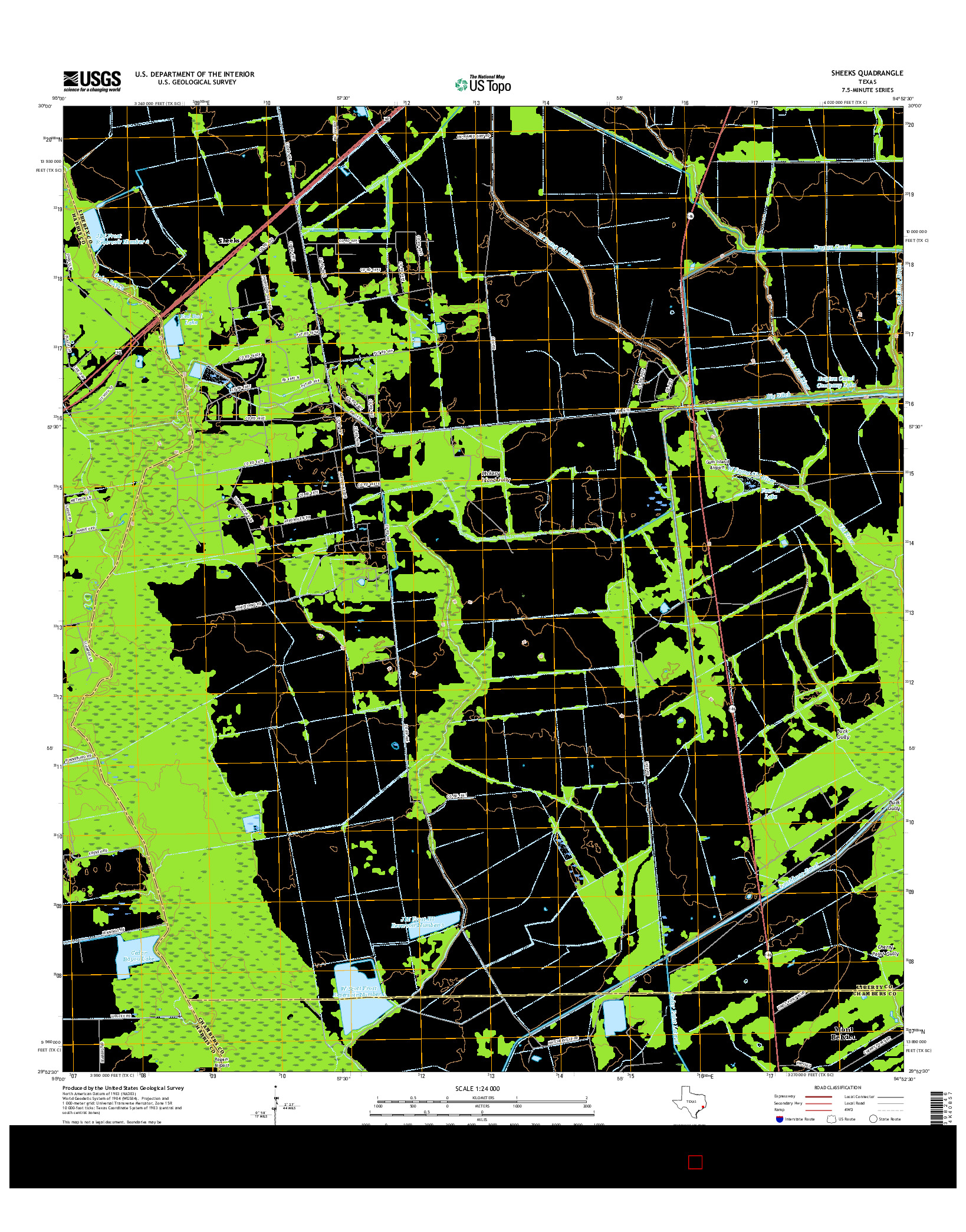 USGS US TOPO 7.5-MINUTE MAP FOR SHEEKS, TX 2016