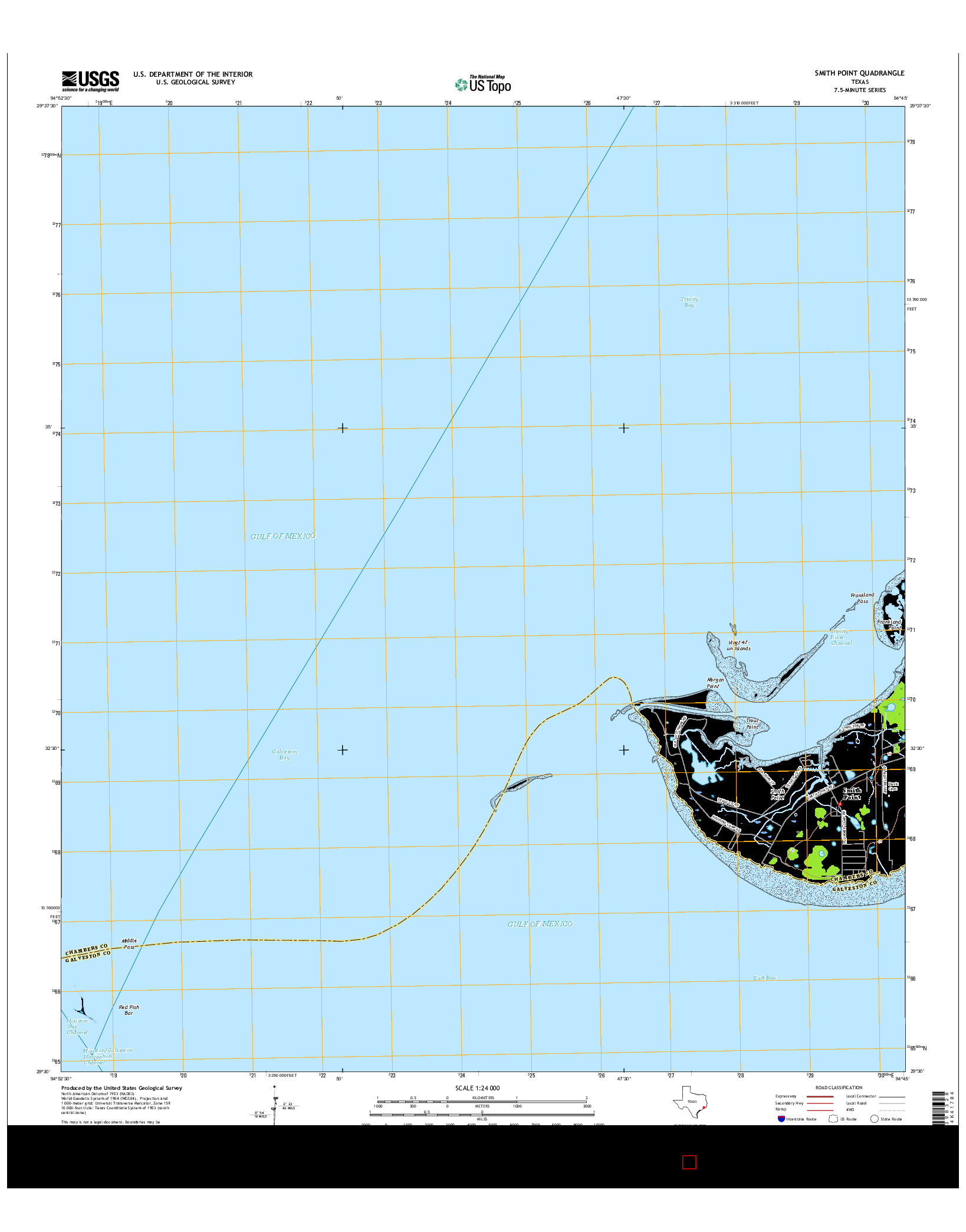 USGS US TOPO 7.5-MINUTE MAP FOR SMITH POINT, TX 2016