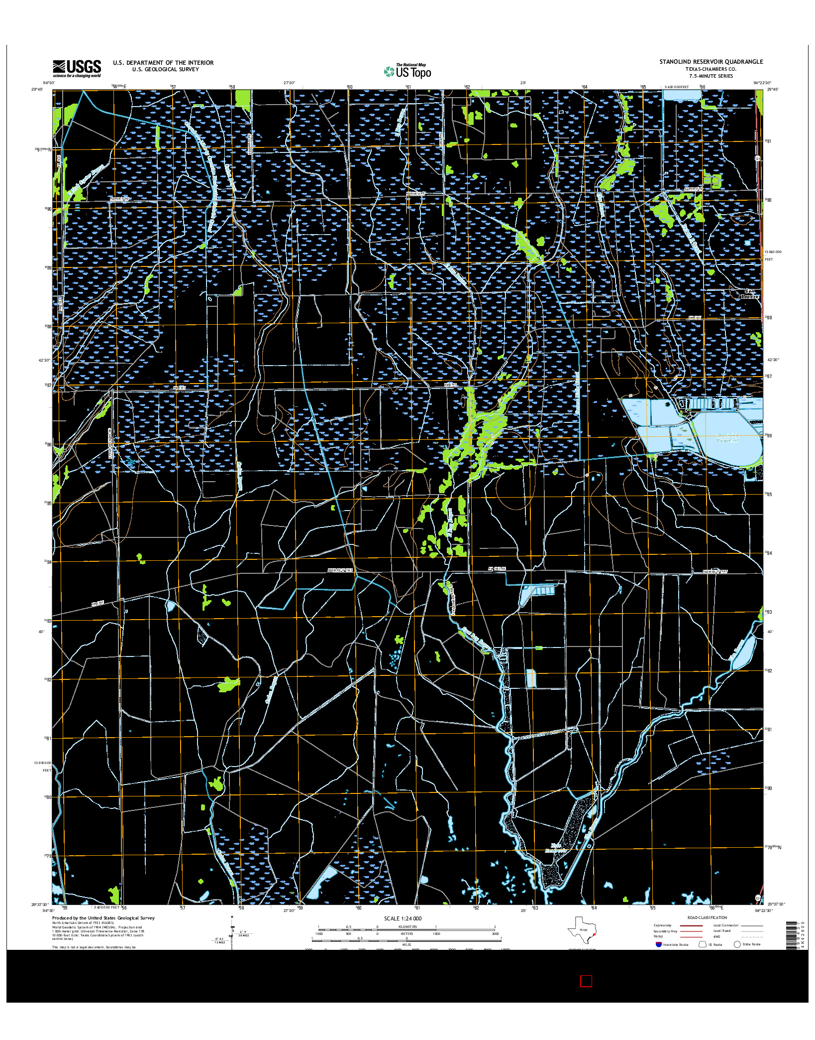 USGS US TOPO 7.5-MINUTE MAP FOR STANOLIND RESERVOIR, TX 2016