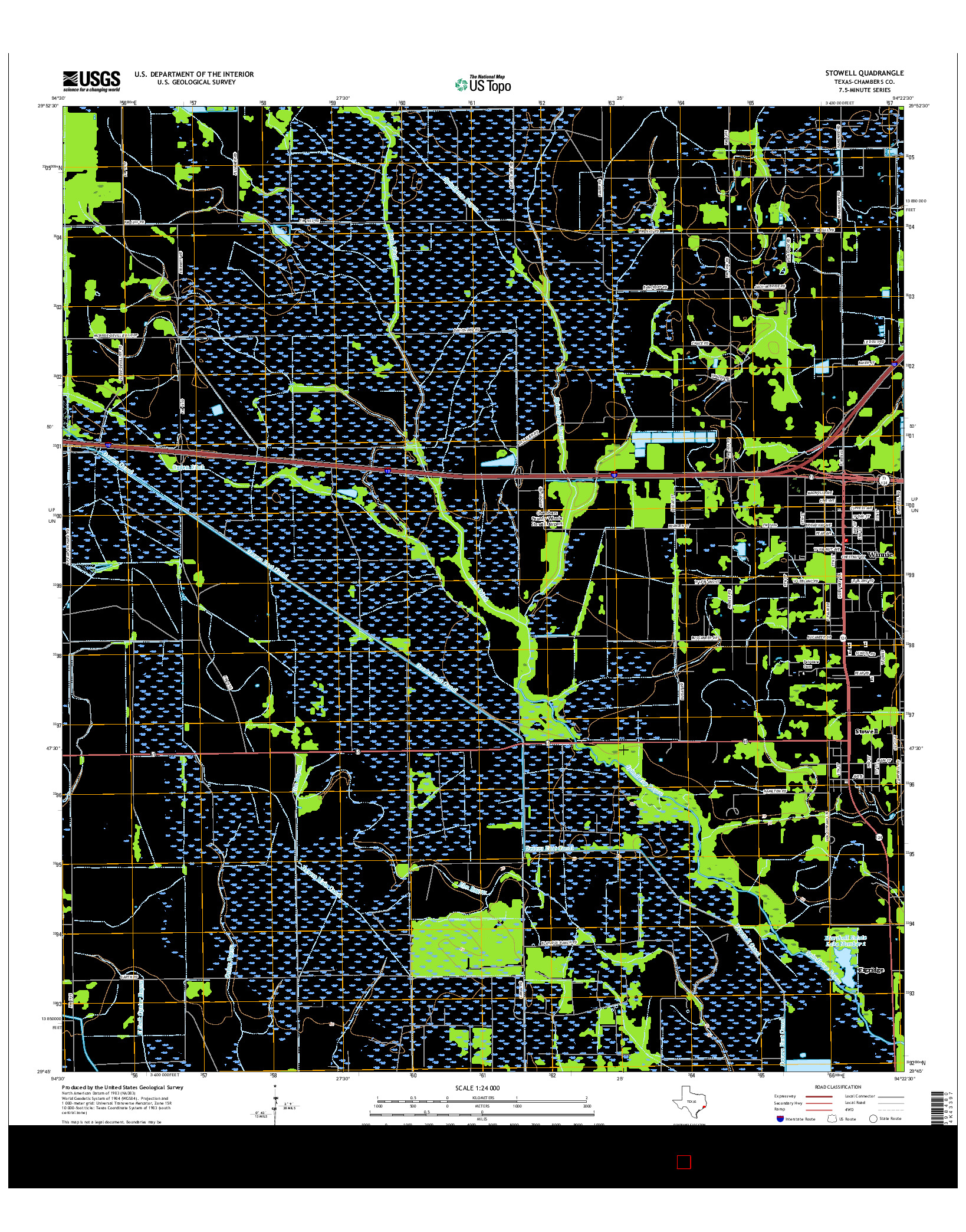 USGS US TOPO 7.5-MINUTE MAP FOR STOWELL, TX 2016