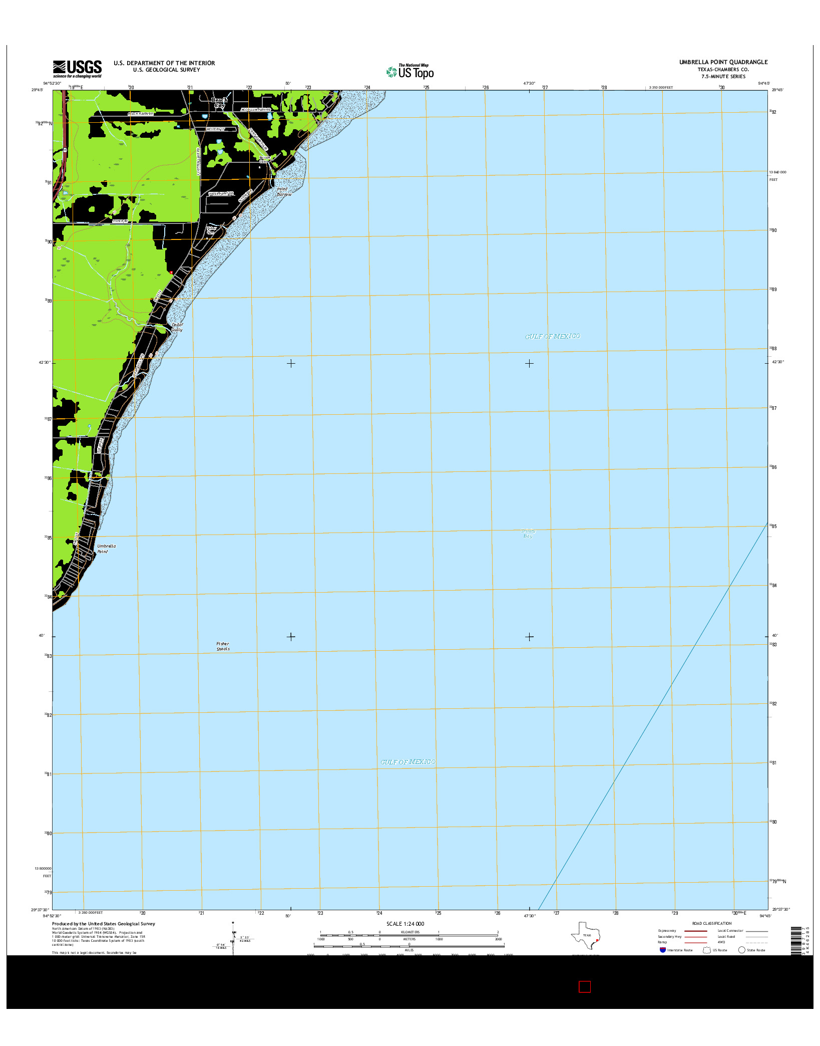 USGS US TOPO 7.5-MINUTE MAP FOR UMBRELLA POINT, TX 2016