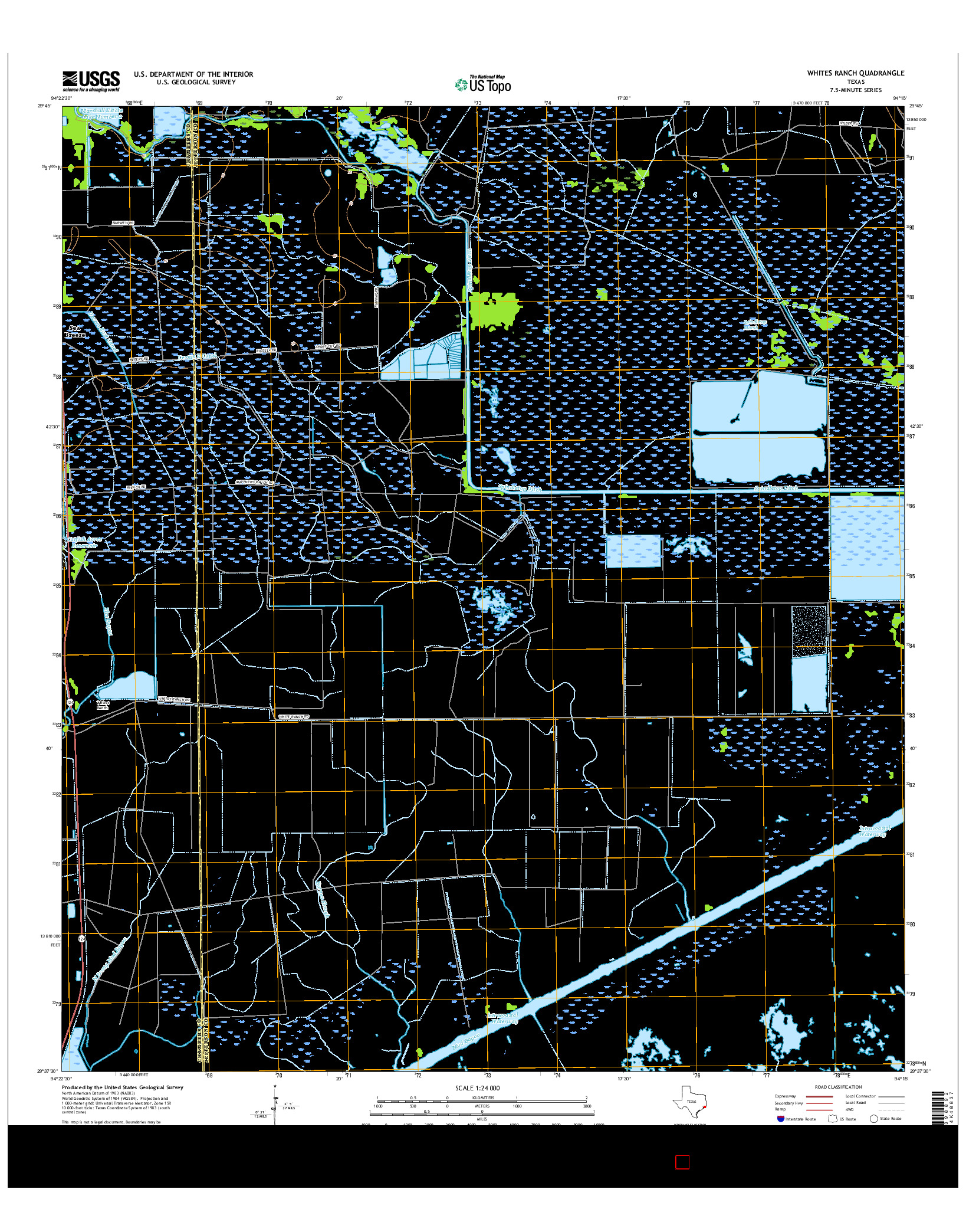 USGS US TOPO 7.5-MINUTE MAP FOR WHITES RANCH, TX 2016