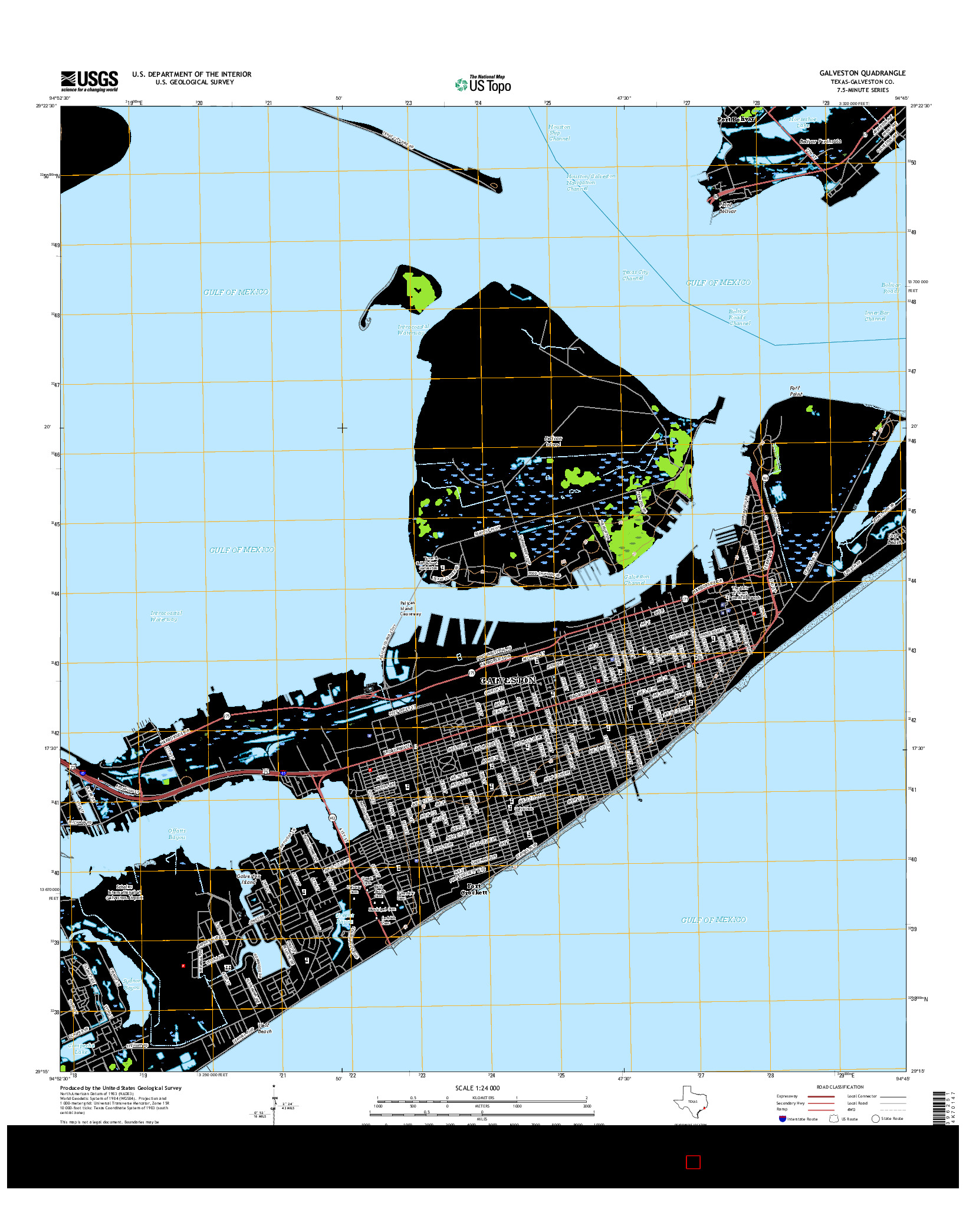 USGS US TOPO 7.5-MINUTE MAP FOR GALVESTON, TX 2016