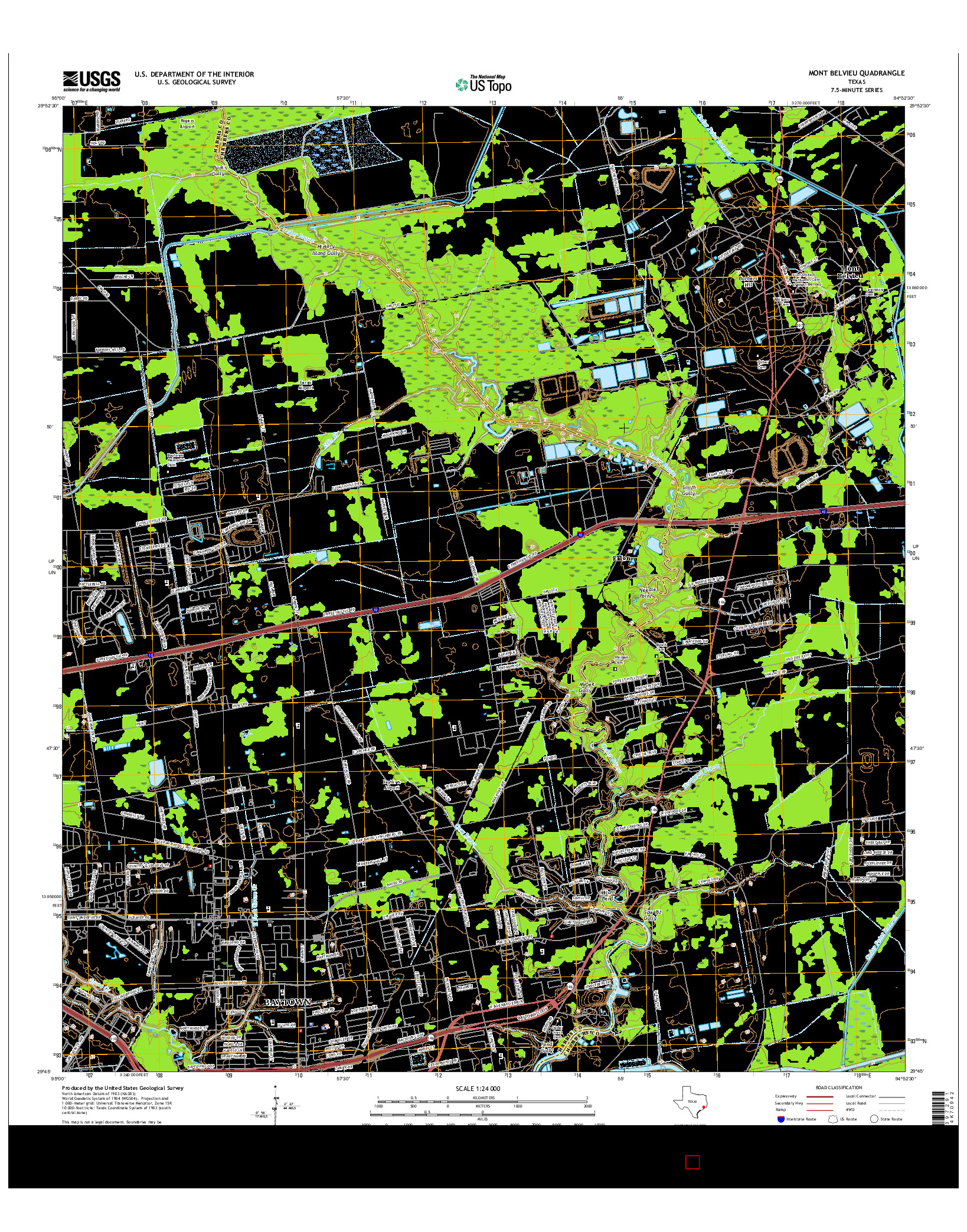 USGS US TOPO 7.5-MINUTE MAP FOR MONT BELVIEU, TX 2016