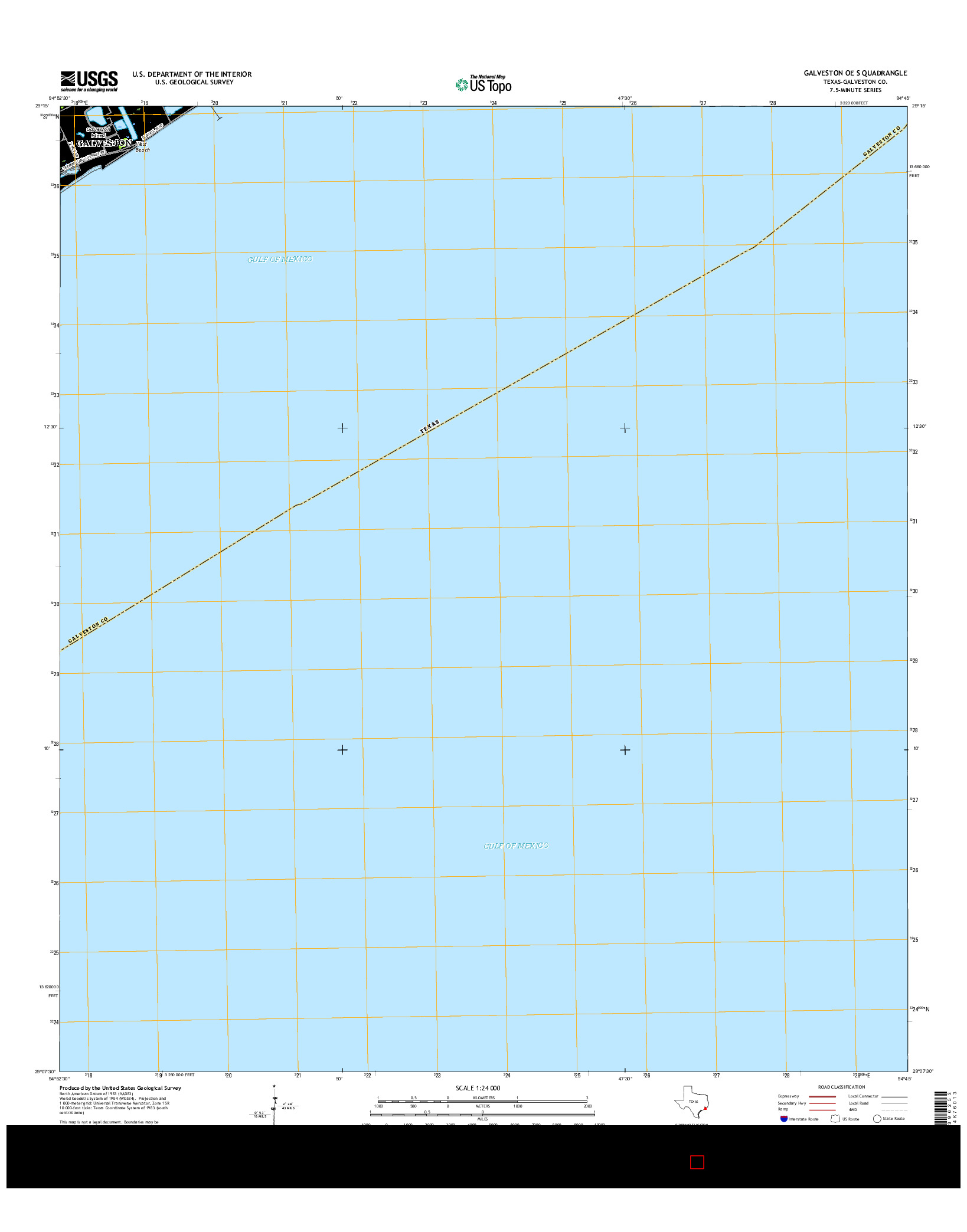 USGS US TOPO 7.5-MINUTE MAP FOR GALVESTON OE S, TX 2016