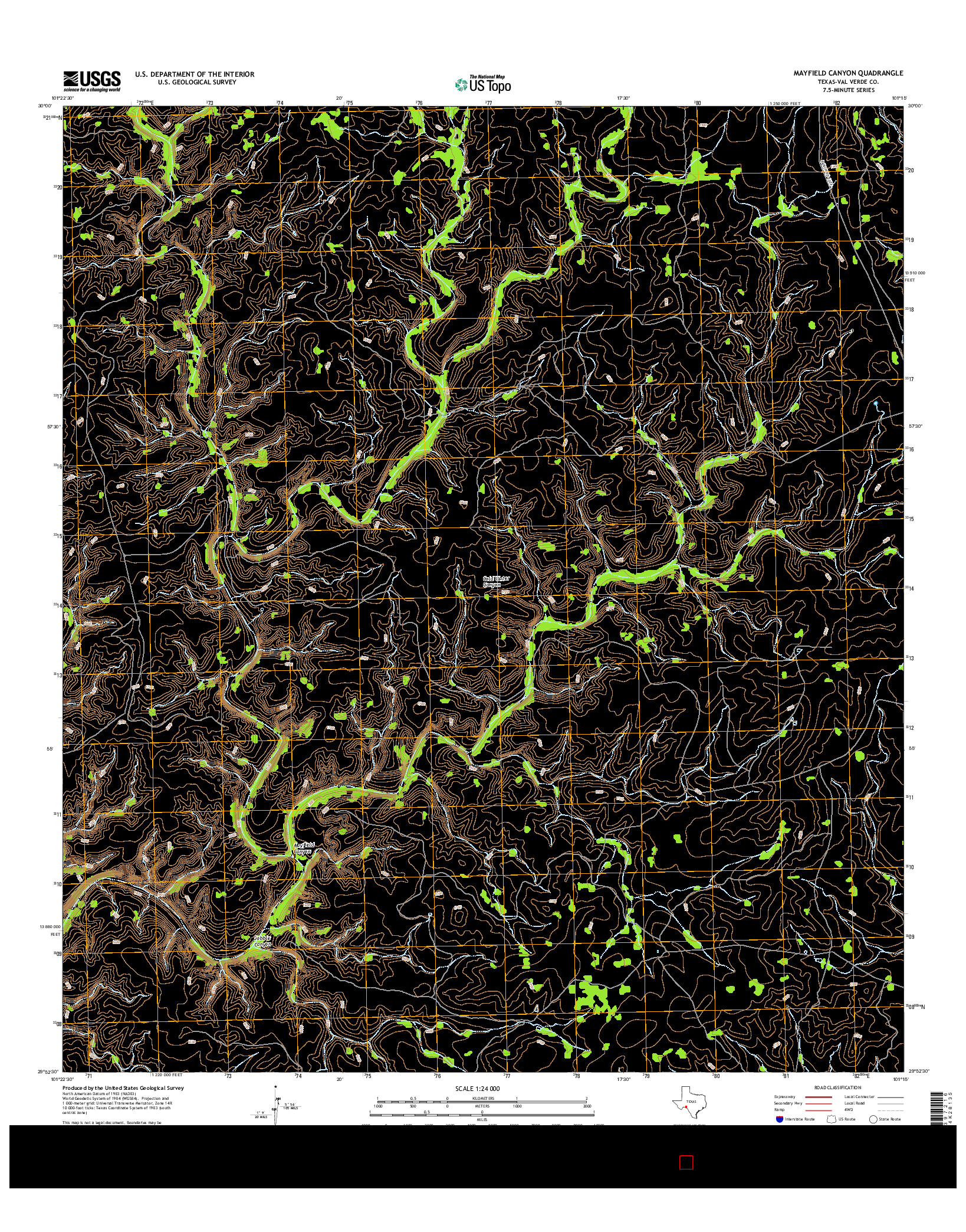 USGS US TOPO 7.5-MINUTE MAP FOR MAYFIELD CANYON, TX 2016