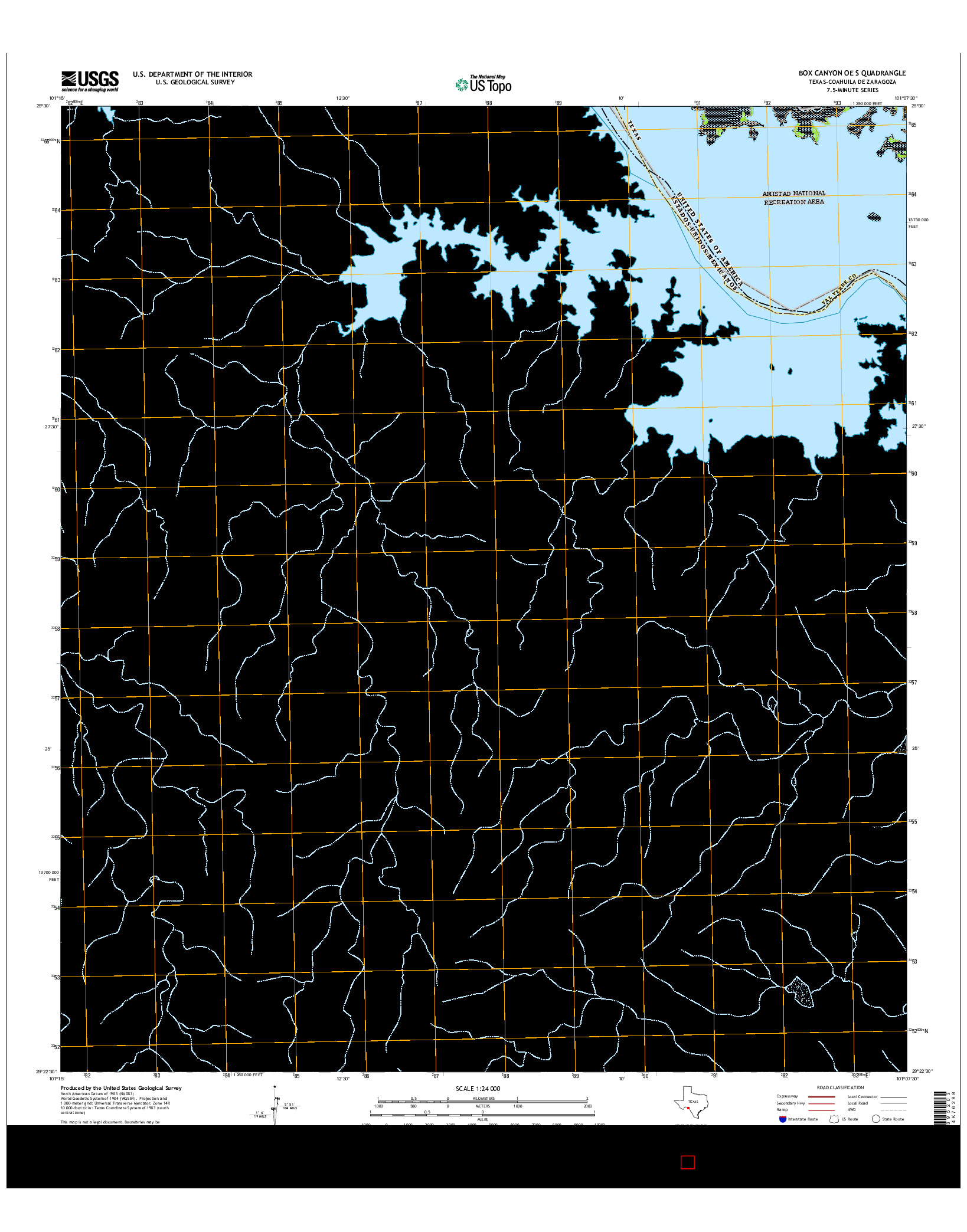 USGS US TOPO 7.5-MINUTE MAP FOR BOX CANYON OE S, TX-COA 2016