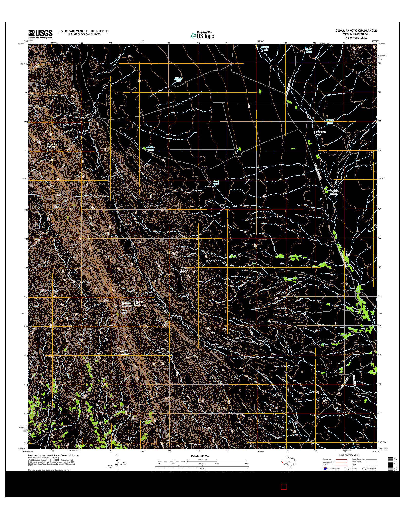 USGS US TOPO 7.5-MINUTE MAP FOR CEDAR ARROYO, TX 2016