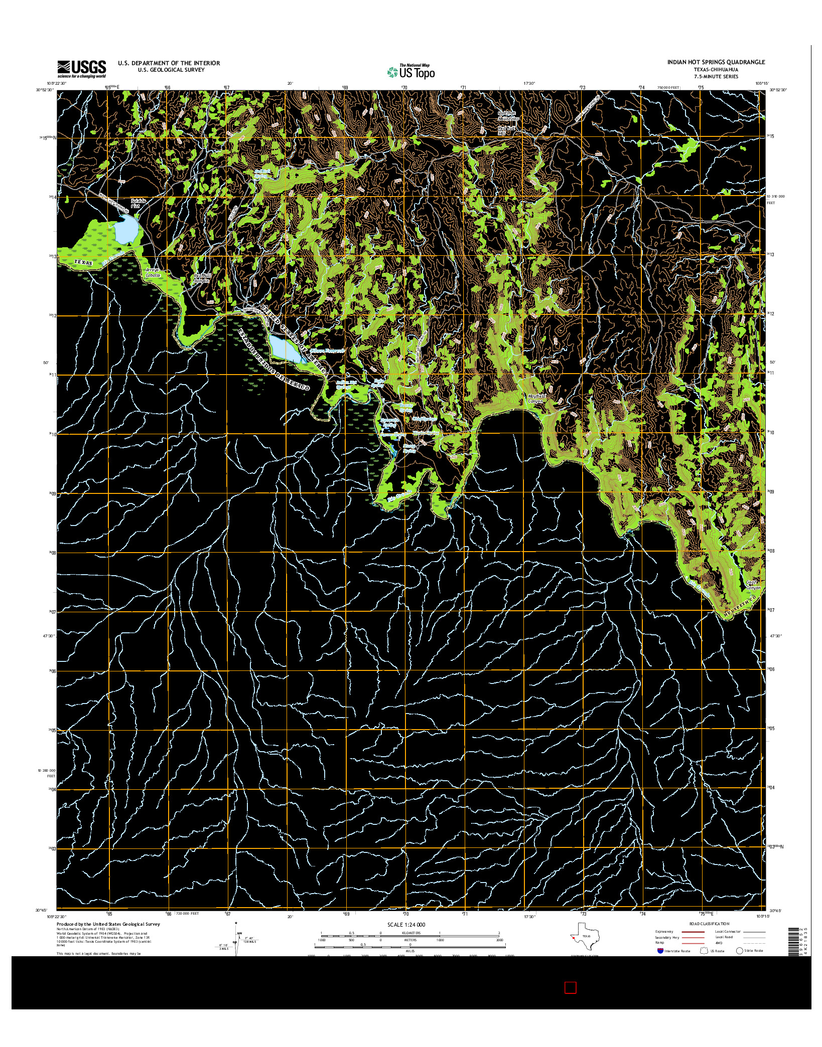 USGS US TOPO 7.5-MINUTE MAP FOR INDIAN HOT SPRINGS, TX-CHH 2016