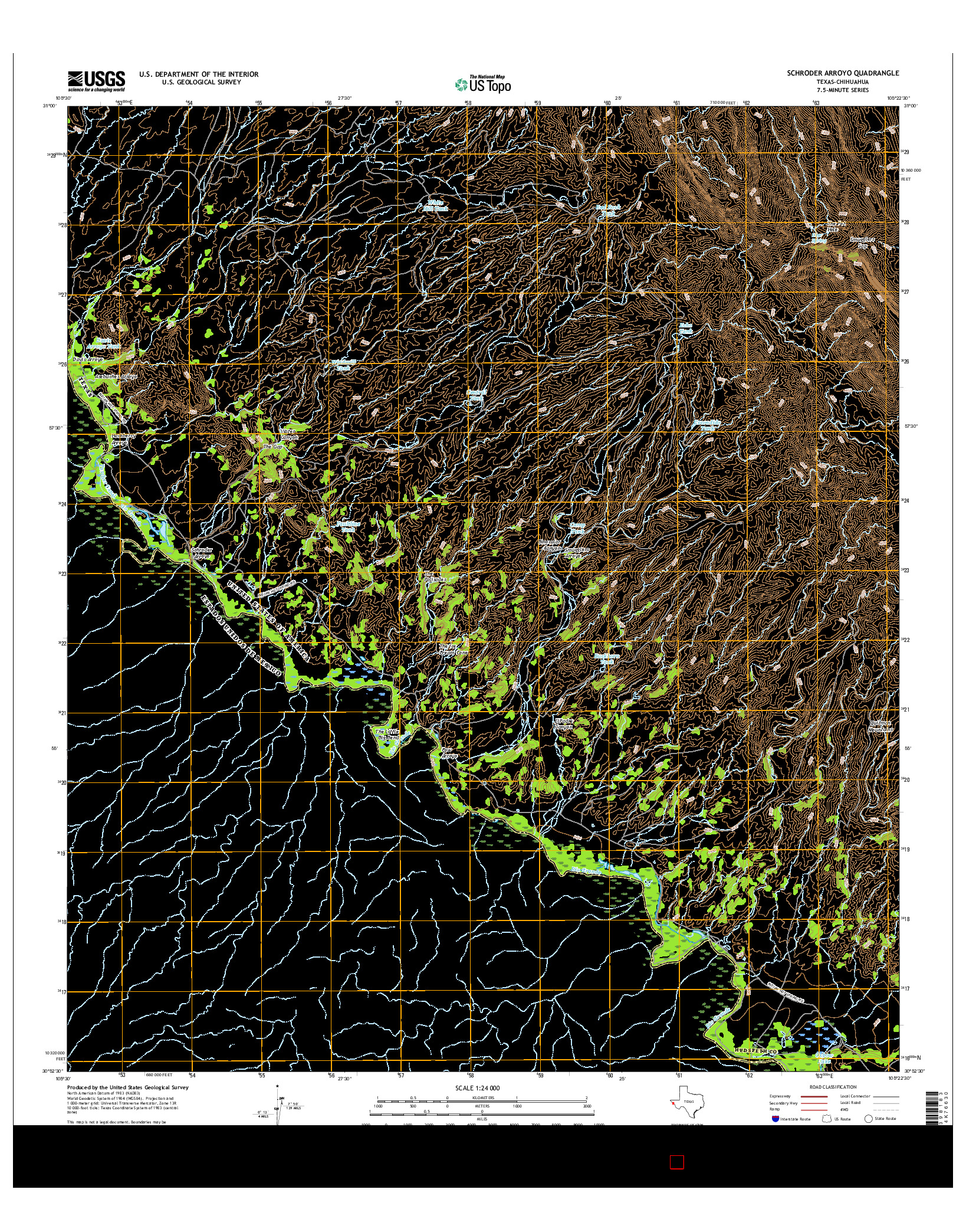 USGS US TOPO 7.5-MINUTE MAP FOR SCHRODER ARROYO, TX-CHH 2016