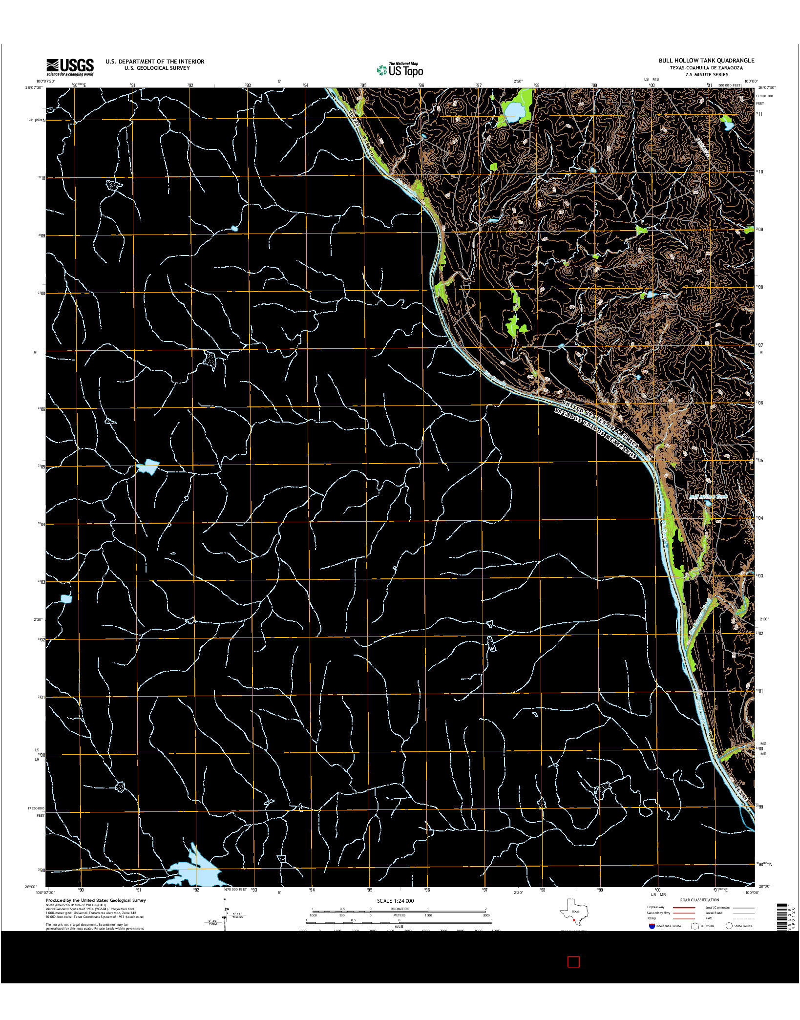 USGS US TOPO 7.5-MINUTE MAP FOR BULL HOLLOW TANK, TX-COA 2016