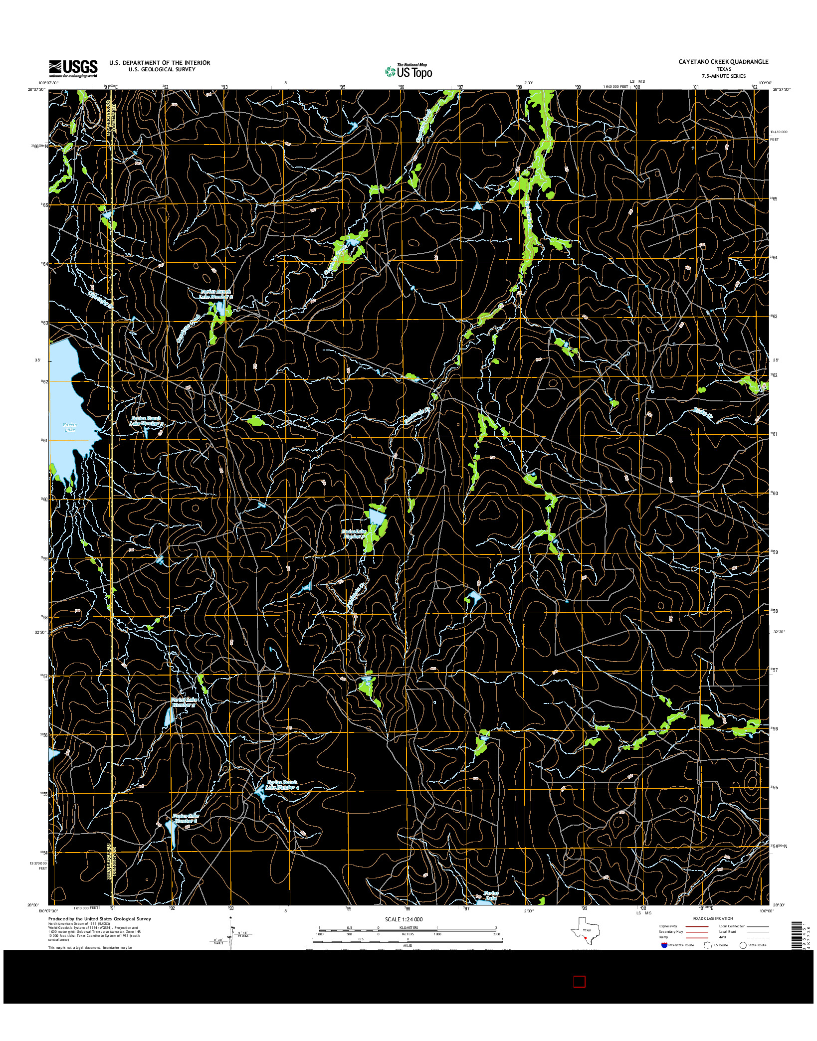 USGS US TOPO 7.5-MINUTE MAP FOR CAYETANO CREEK, TX 2016