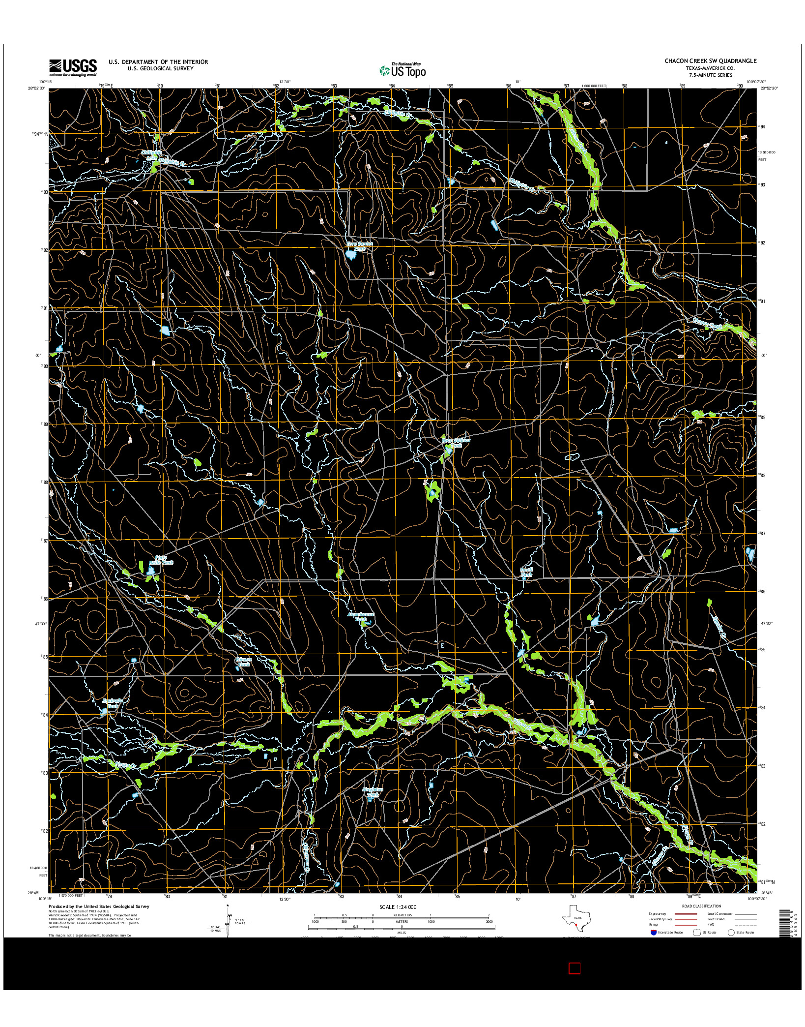 USGS US TOPO 7.5-MINUTE MAP FOR CHACON CREEK SW, TX 2016