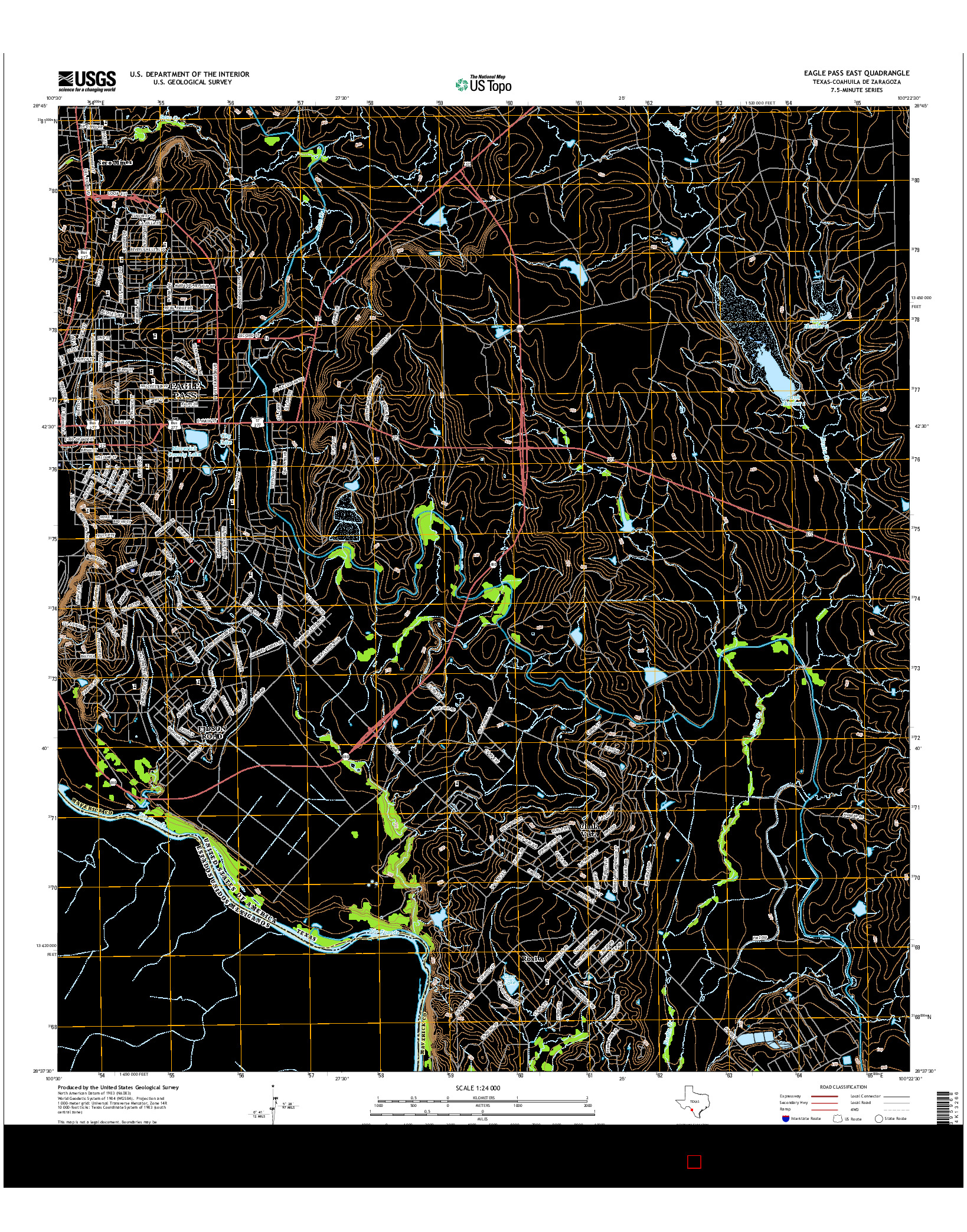USGS US TOPO 7.5-MINUTE MAP FOR EAGLE PASS EAST, TX-COA 2016