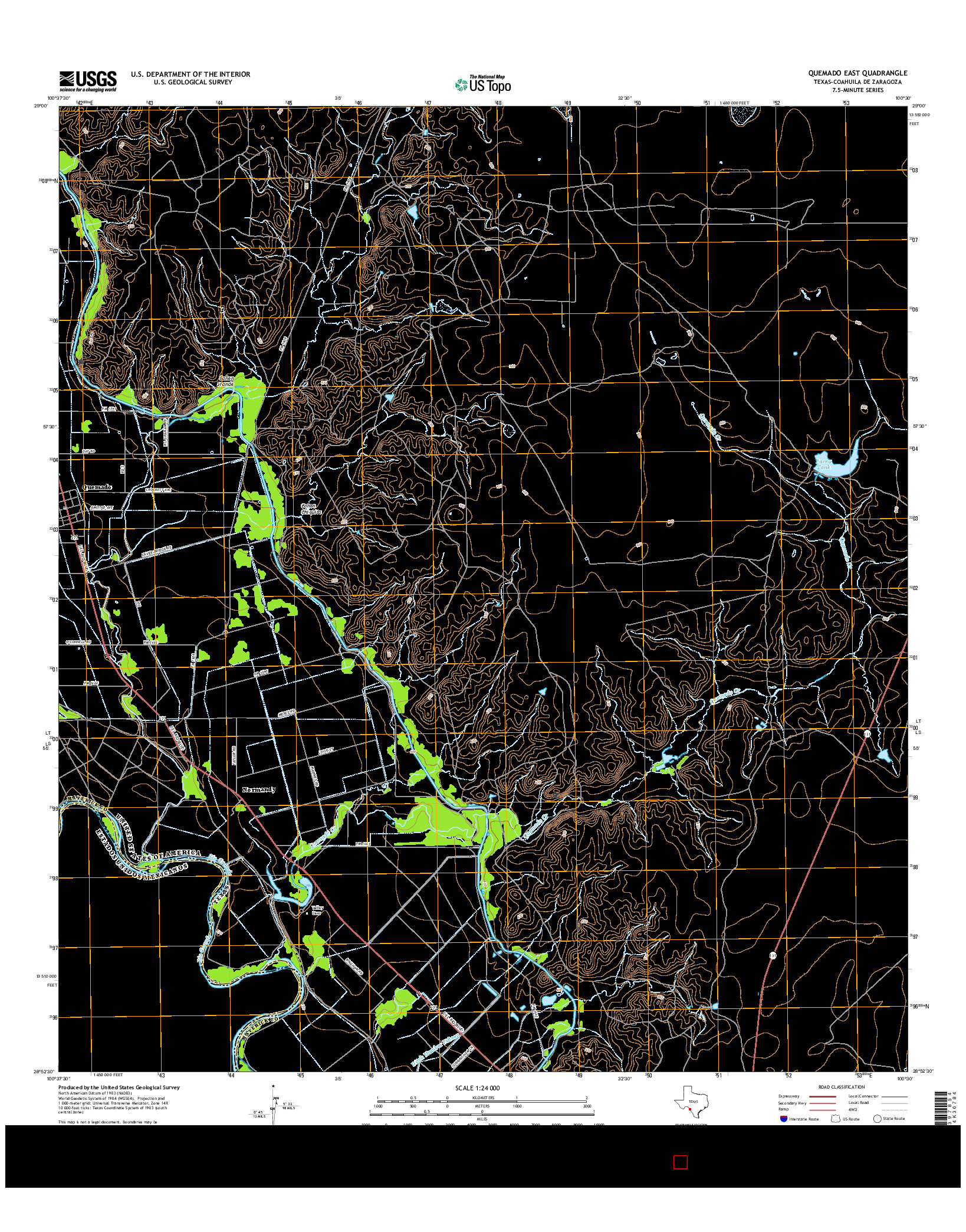 USGS US TOPO 7.5-MINUTE MAP FOR QUEMADO EAST, TX-COA 2016