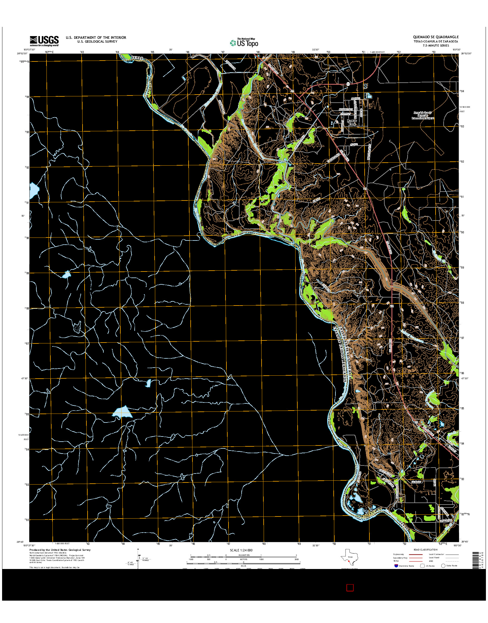 USGS US TOPO 7.5-MINUTE MAP FOR QUEMADO SE, TX-COA 2016