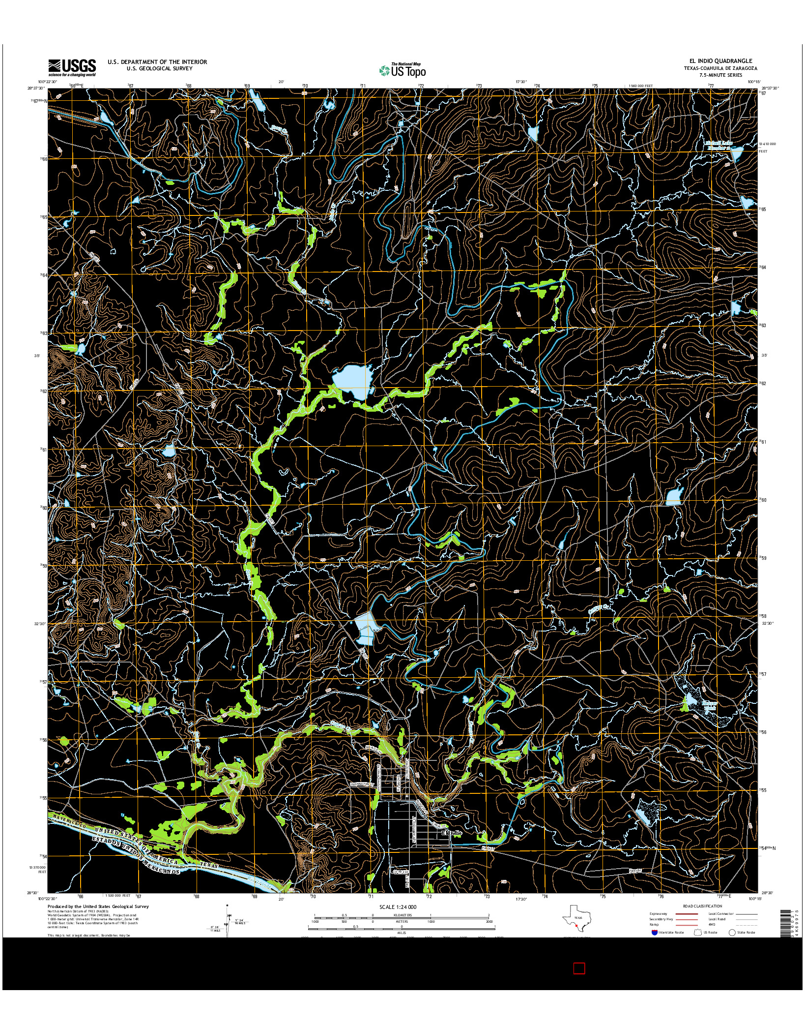 USGS US TOPO 7.5-MINUTE MAP FOR EL INDIO, TX-COA 2016