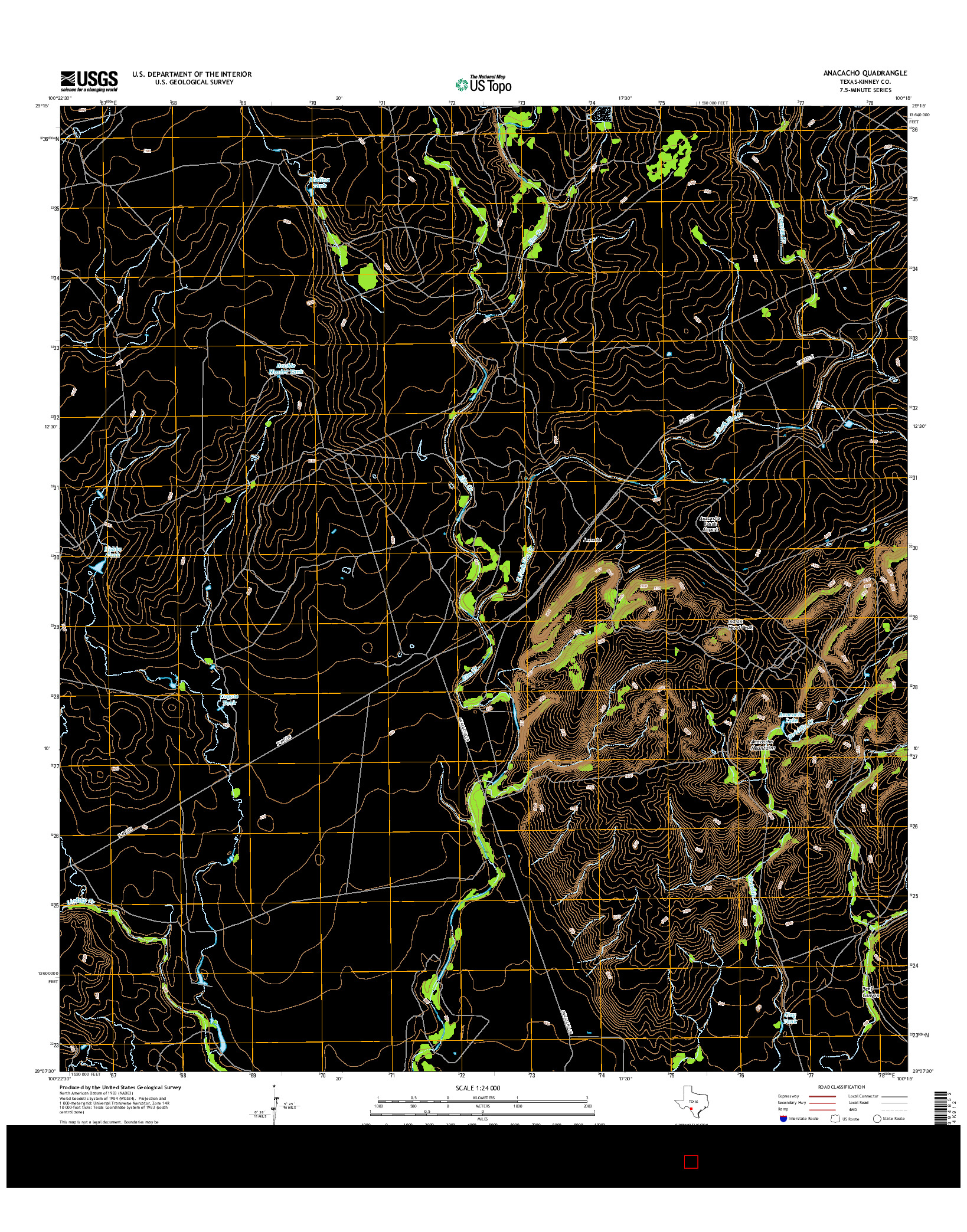 USGS US TOPO 7.5-MINUTE MAP FOR ANACACHO, TX 2016