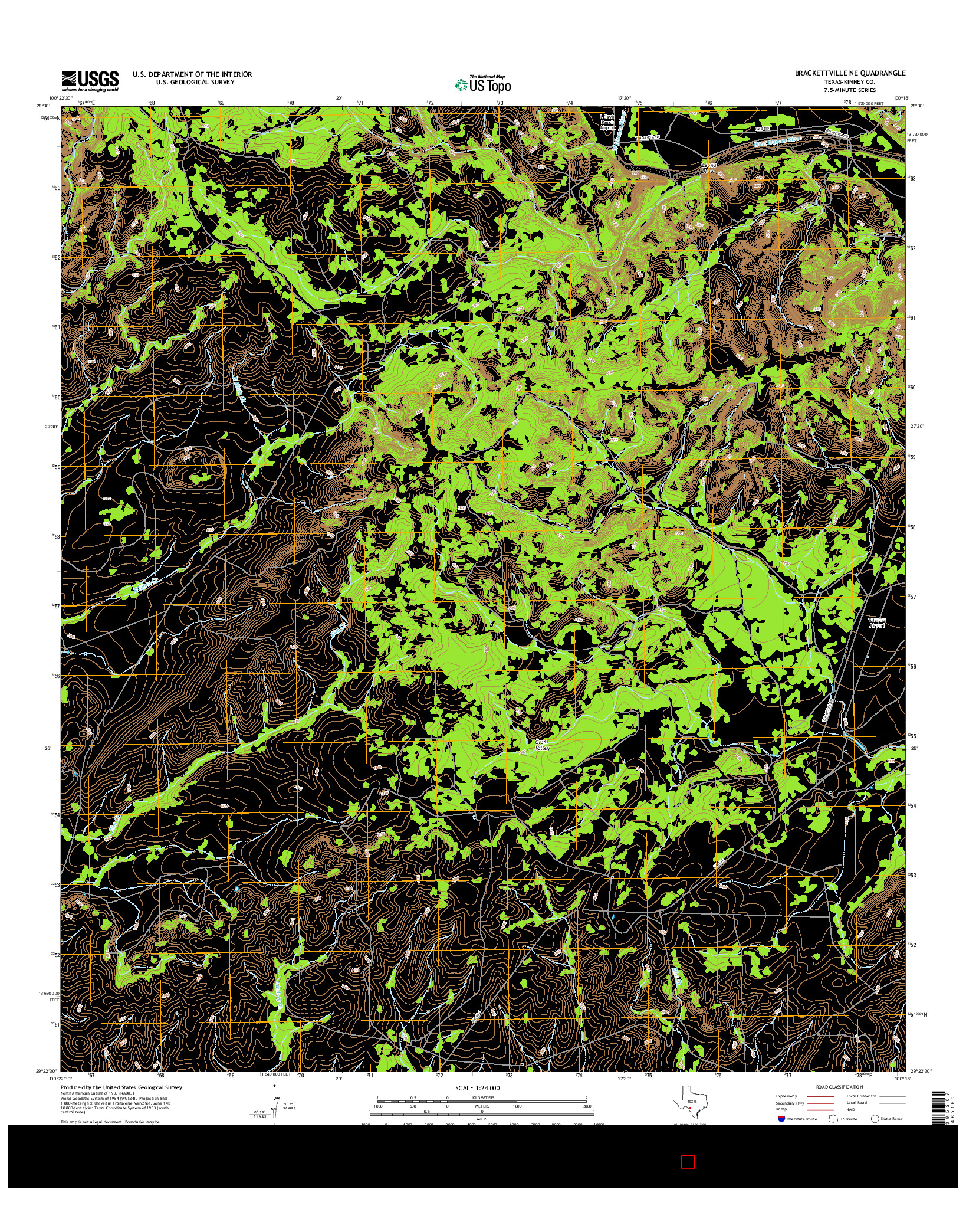 USGS US TOPO 7.5-MINUTE MAP FOR BRACKETTVILLE NE, TX 2016